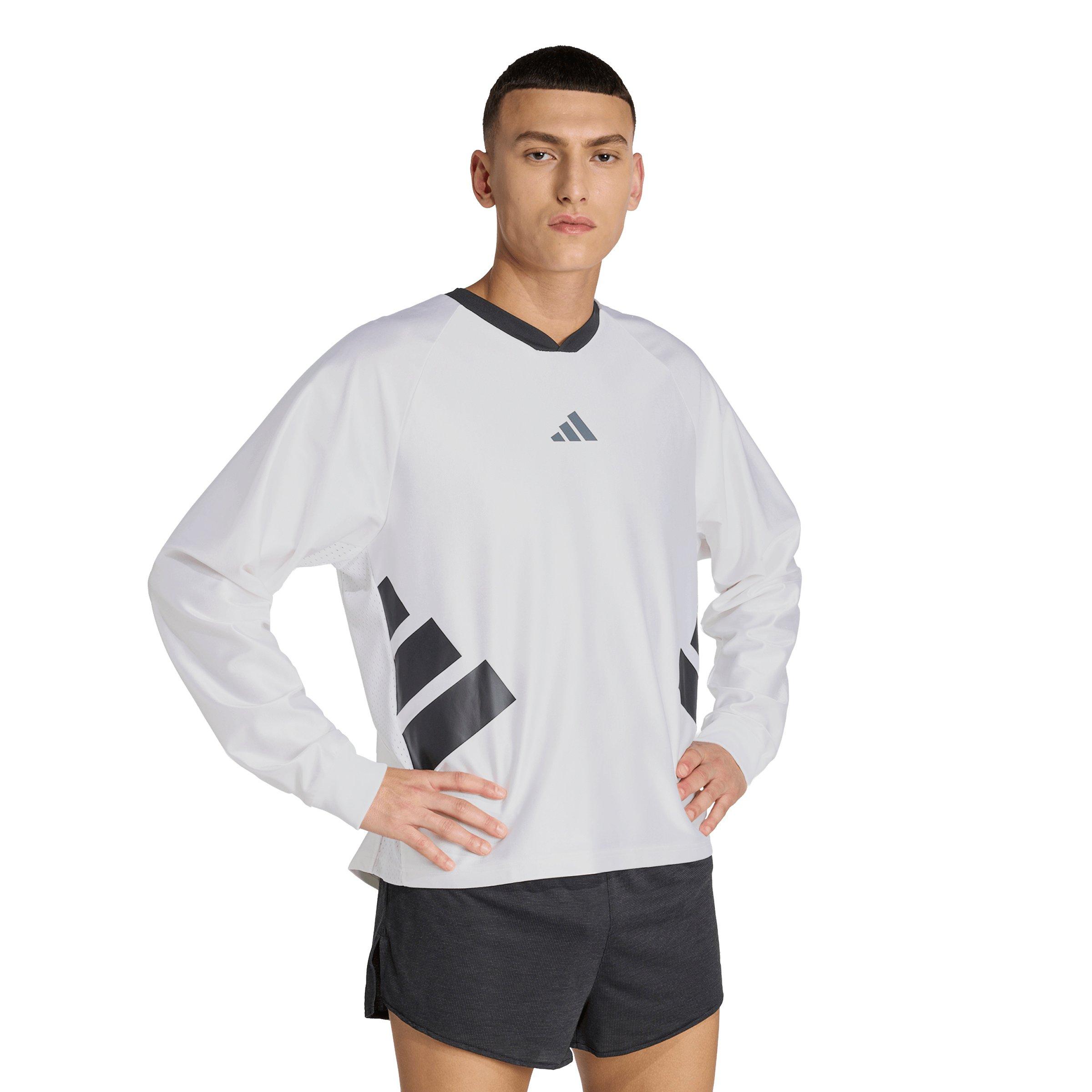 adidas Adult Running All Time Classics Long-Sleeve Tee -White/Black - WHITE/BLACK Thumbnail View 1