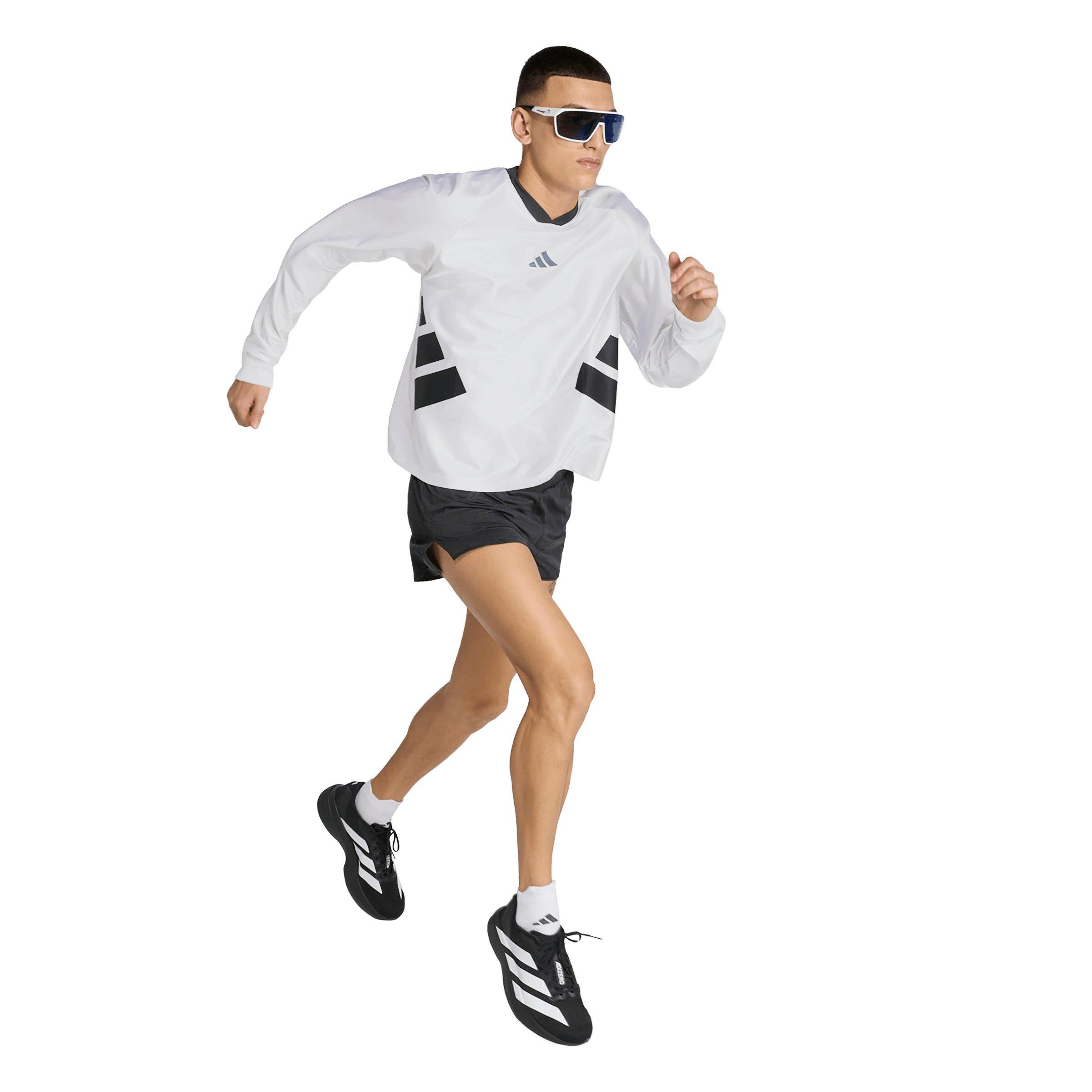 adidas Adult Running All Time Classics Long-Sleeve Tee -White/Black - WHITE/BLACK Thumbnail View 5