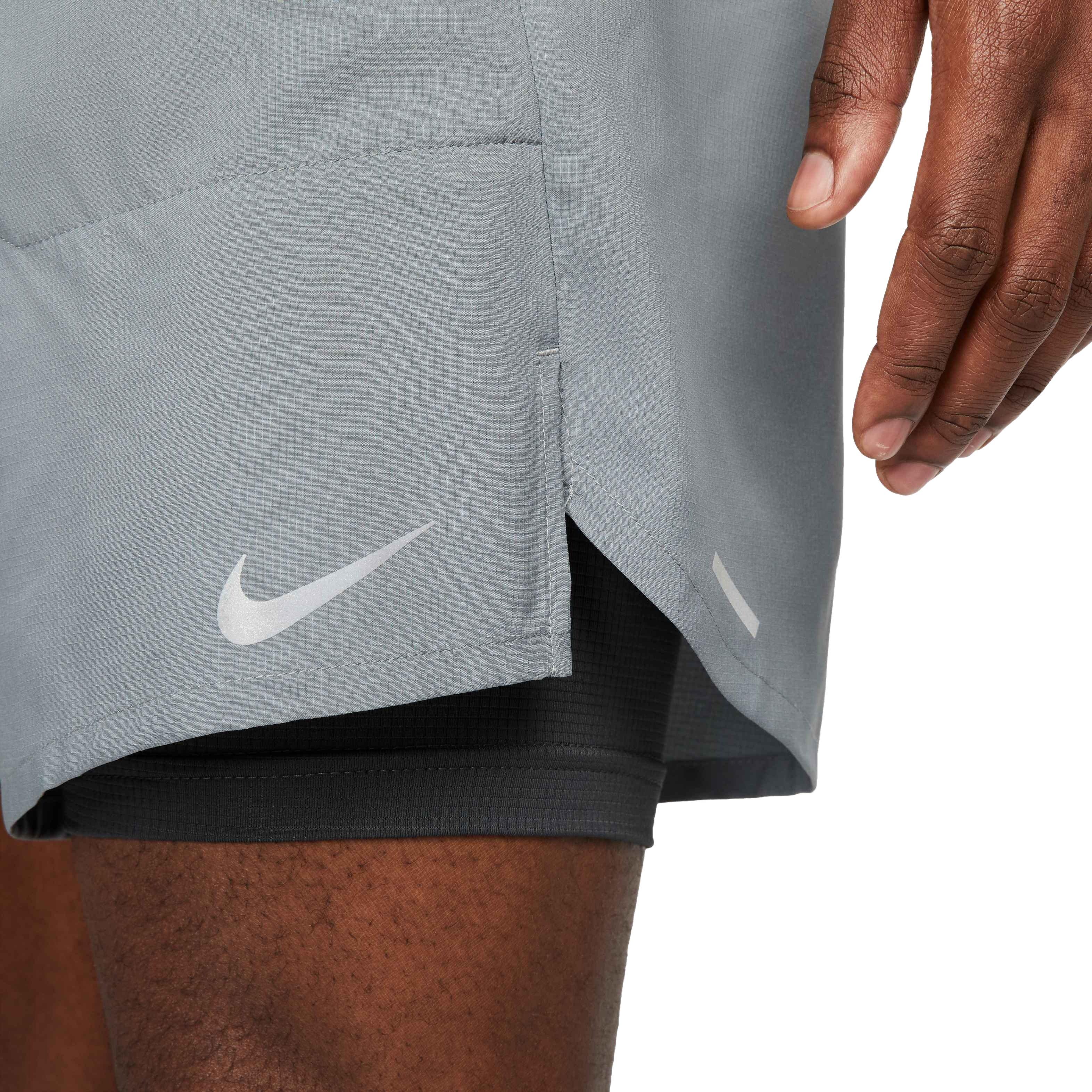 Nike Men's Dri-FIT Stride 7" 2-in-1 Running Shorts - GREY Thumbnail View 5