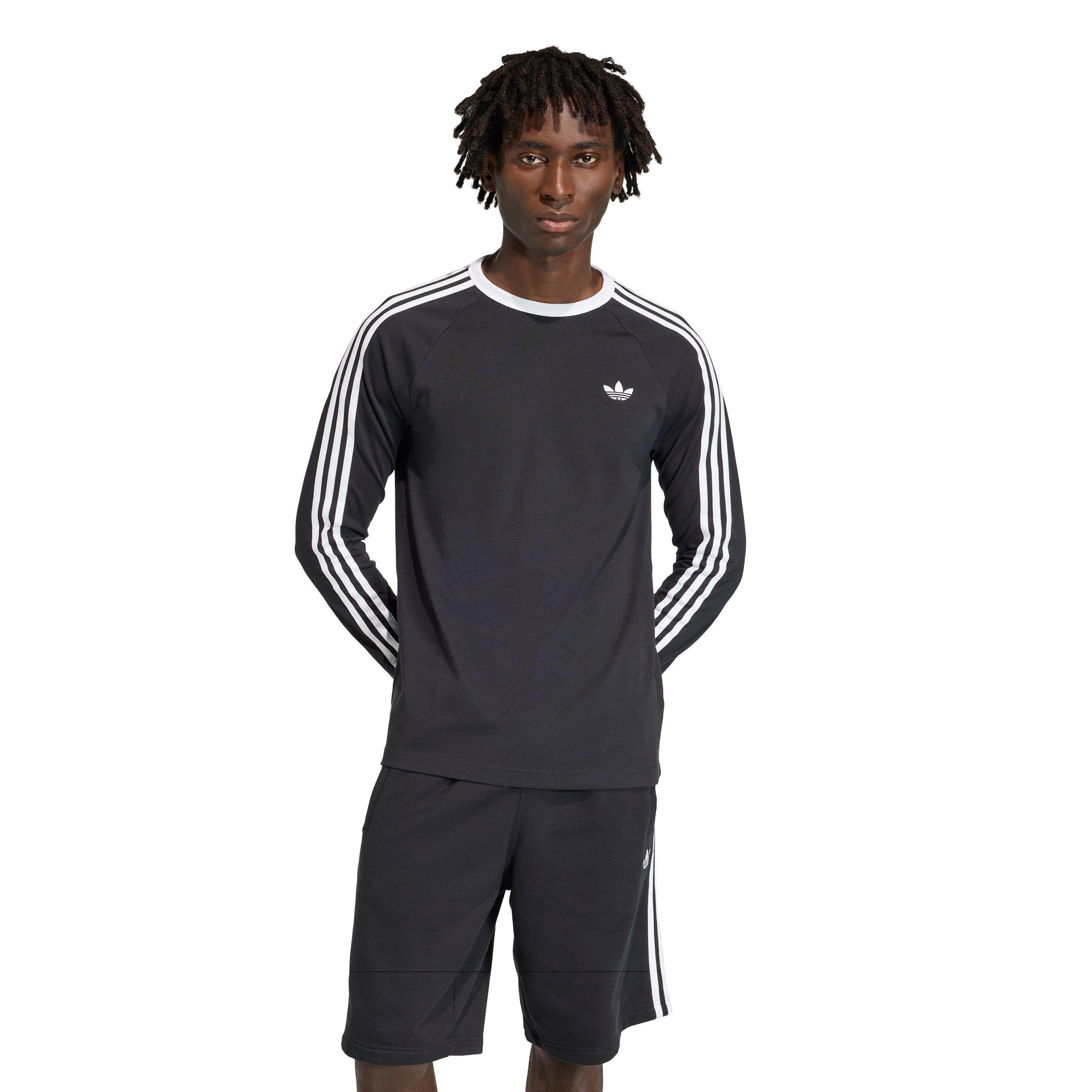 adidas Originals Men's 3-Stripes Long-Sleeve Tee -Black - BLACK Thumbnail View 1