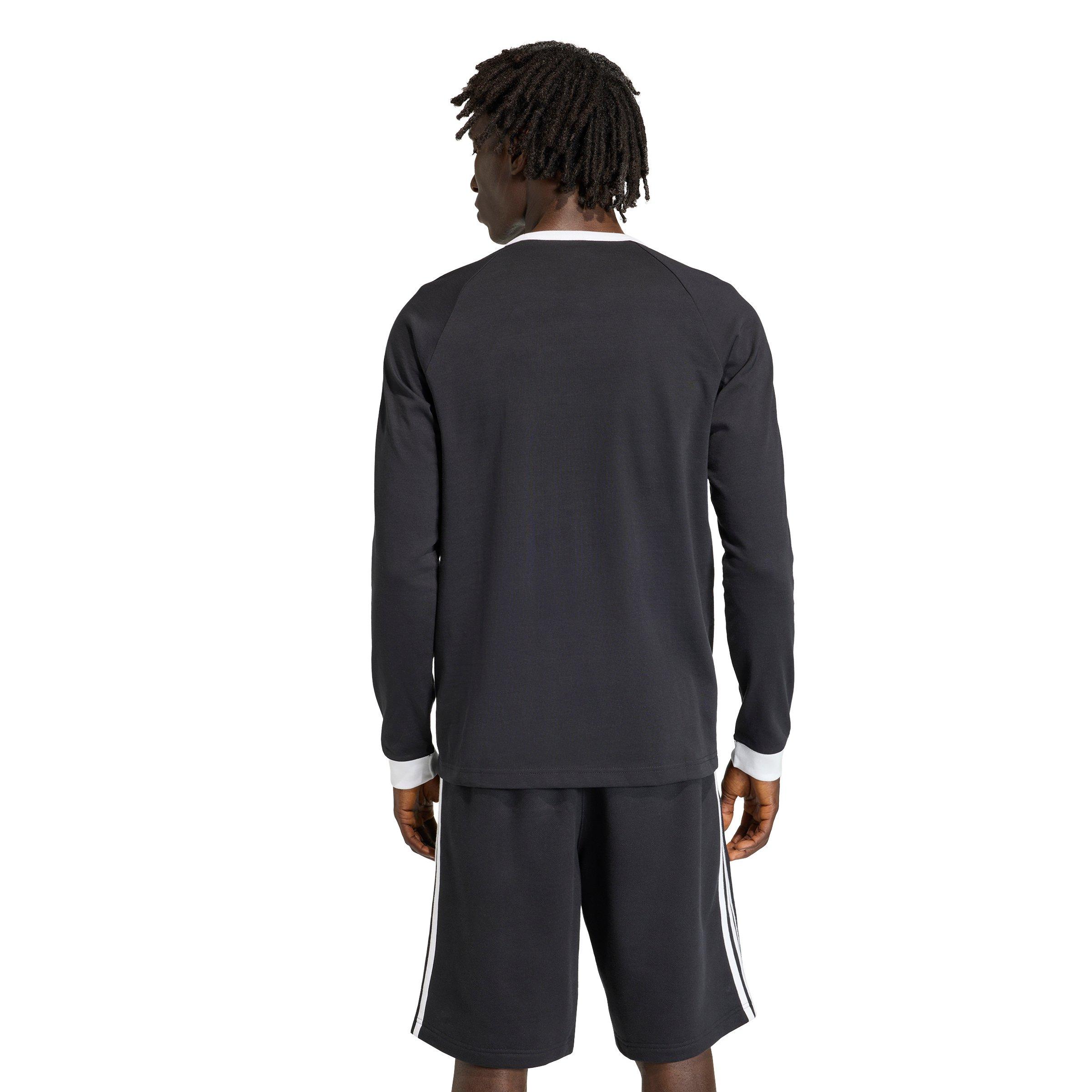 adidas Originals Men's 3-Stripes Long-Sleeve Tee -Black - BLACK Thumbnail View 2