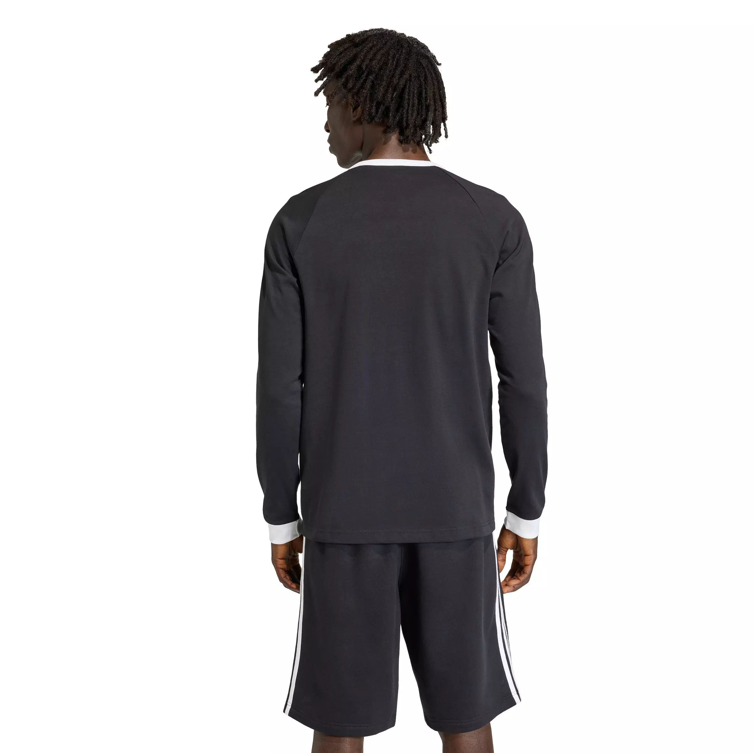 adidas Originals Men's 3-Stripes Long-Sleeve Tee -Black - BLACK