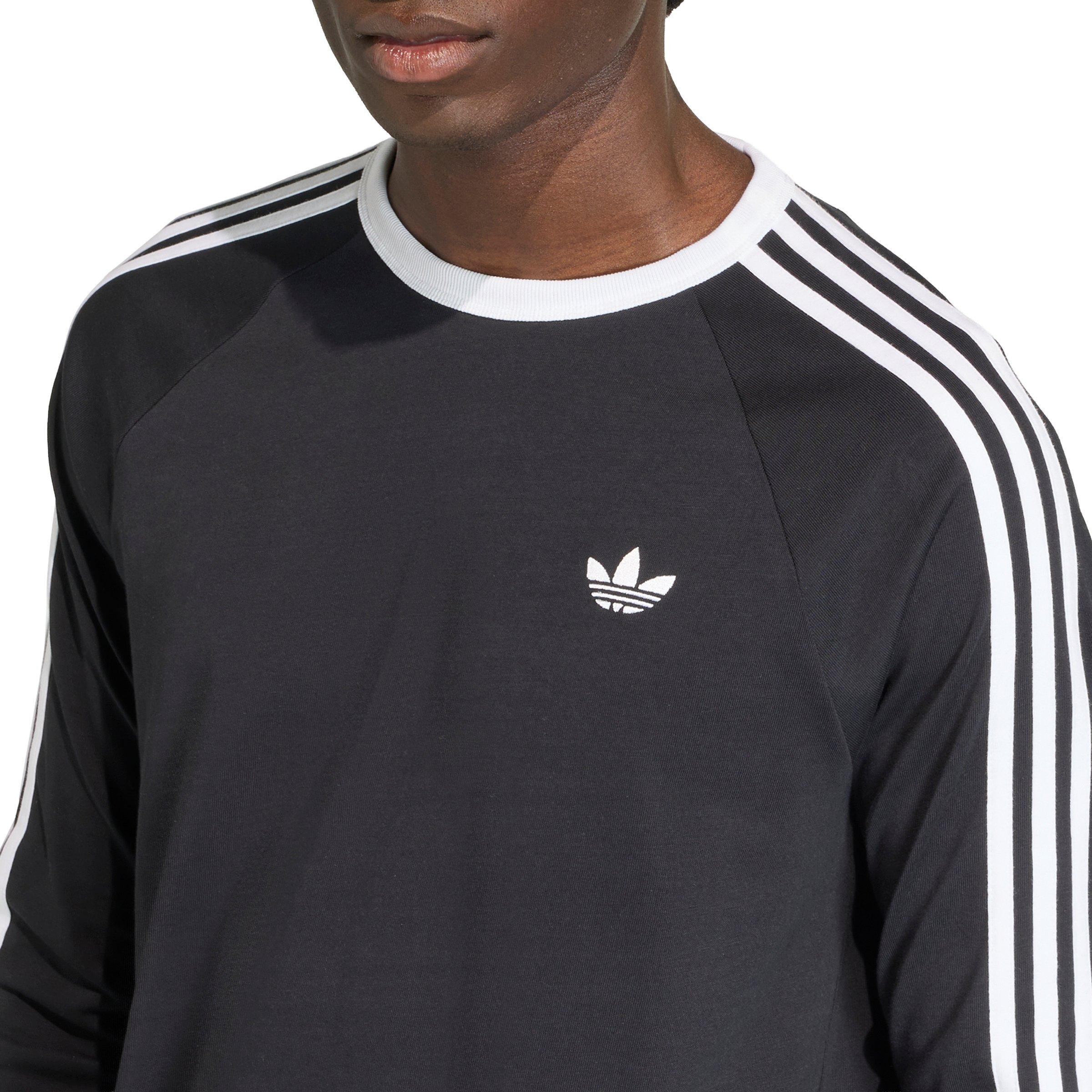 adidas Originals Men's 3-Stripes Long-Sleeve Tee - Black - BLACK Thumbnail View 3