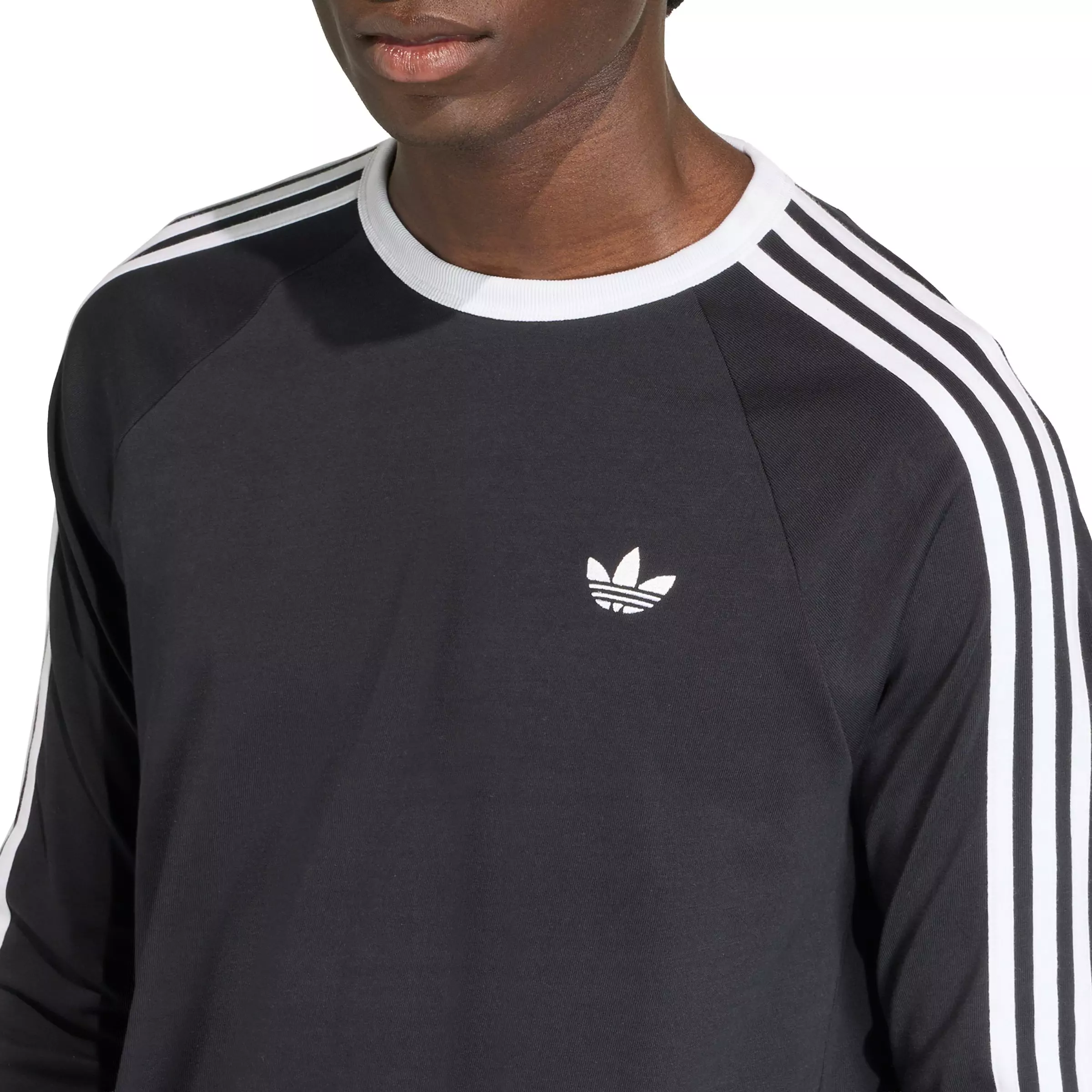 adidas Originals Men's 3-Stripes Long-Sleeve Tee - Black - BLACK