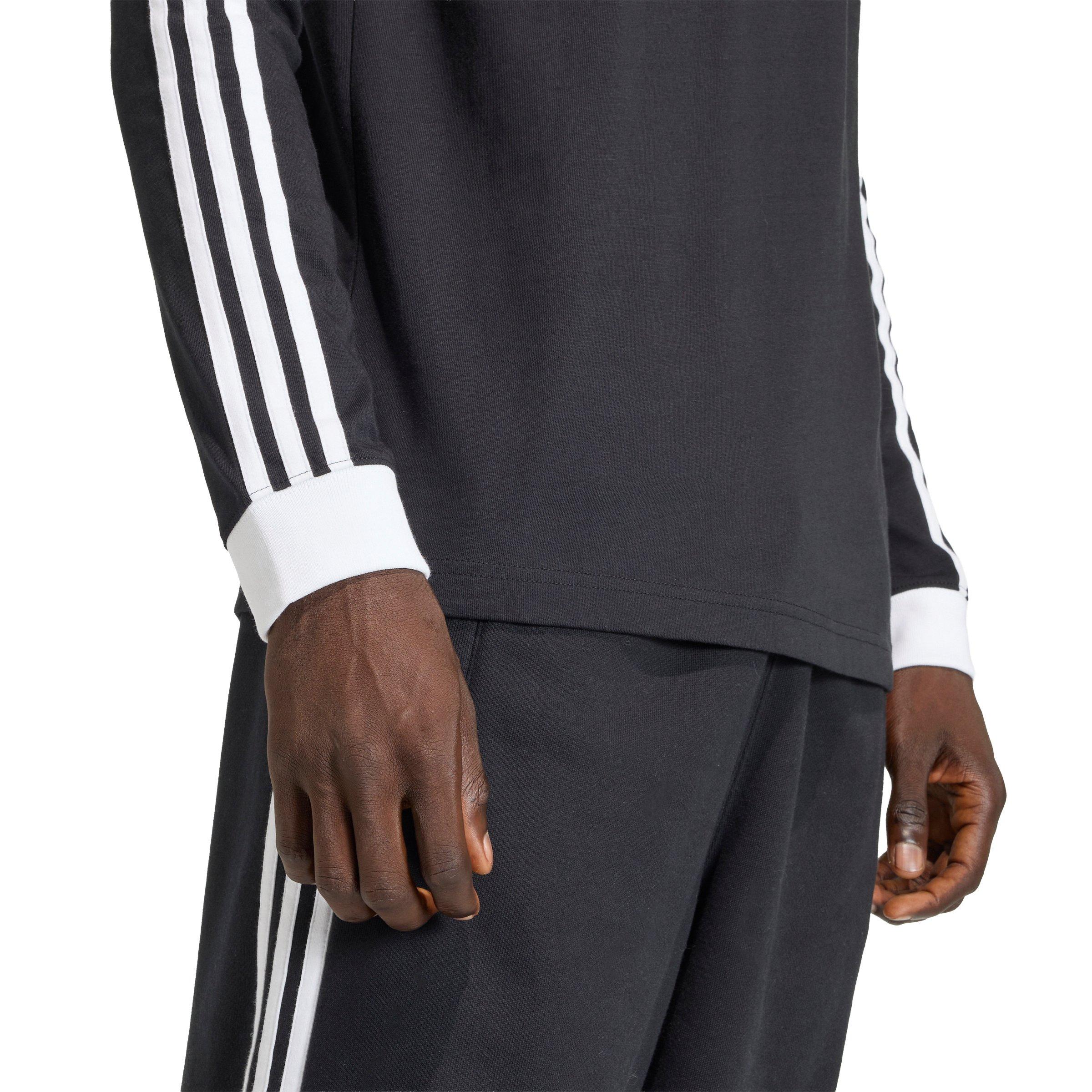 adidas Originals Men's 3-Stripes Long-Sleeve Tee - Black - BLACK Thumbnail View 4