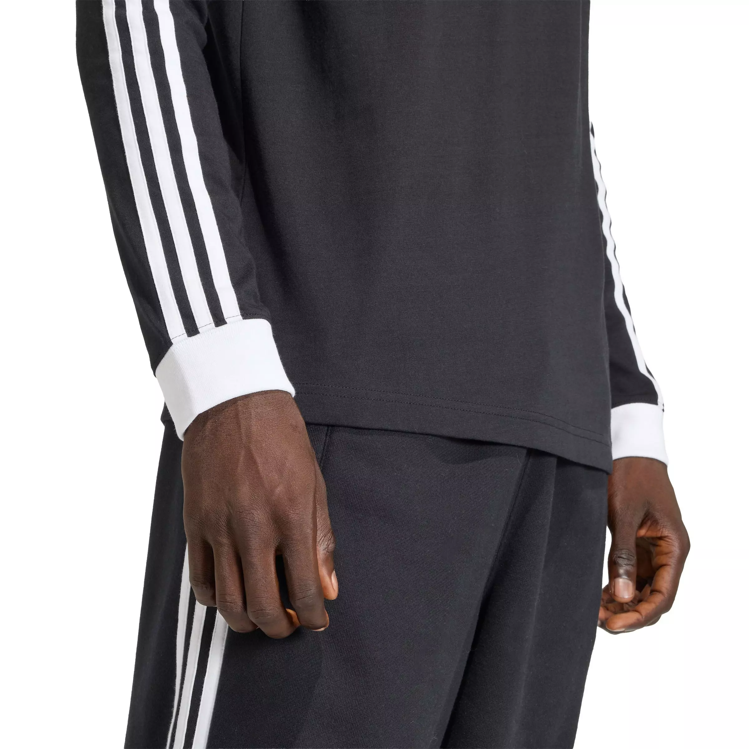 adidas Originals Men's 3-Stripes Long-Sleeve Tee -Black - BLACK