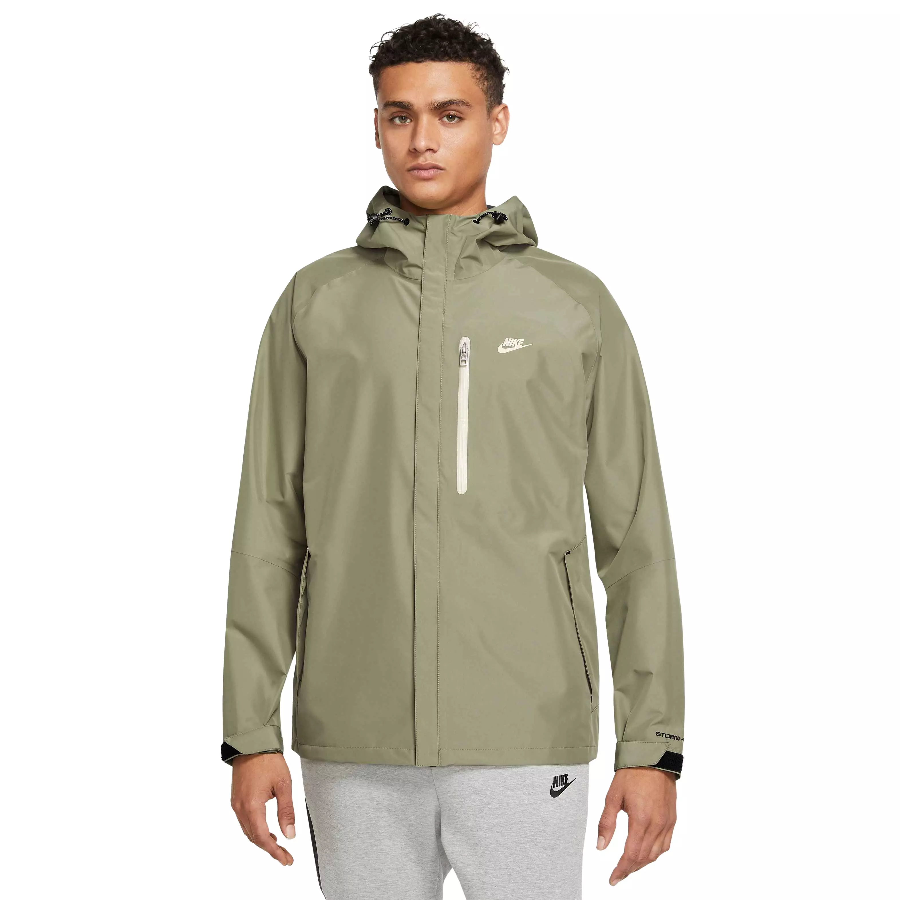 Nike Men's Sportswear Woven Hooded Windrunner Jacket -Black/Green - Hibbett