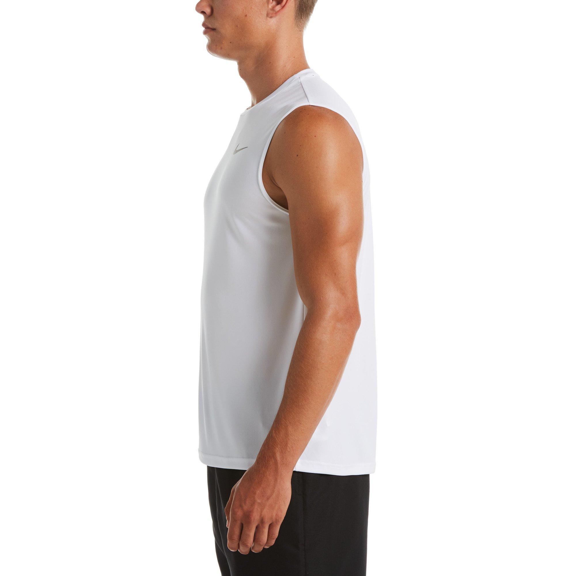 Nike Men's Essential Sleeveless Hydroguard Shirt - White - WHITE Thumbnail View 3