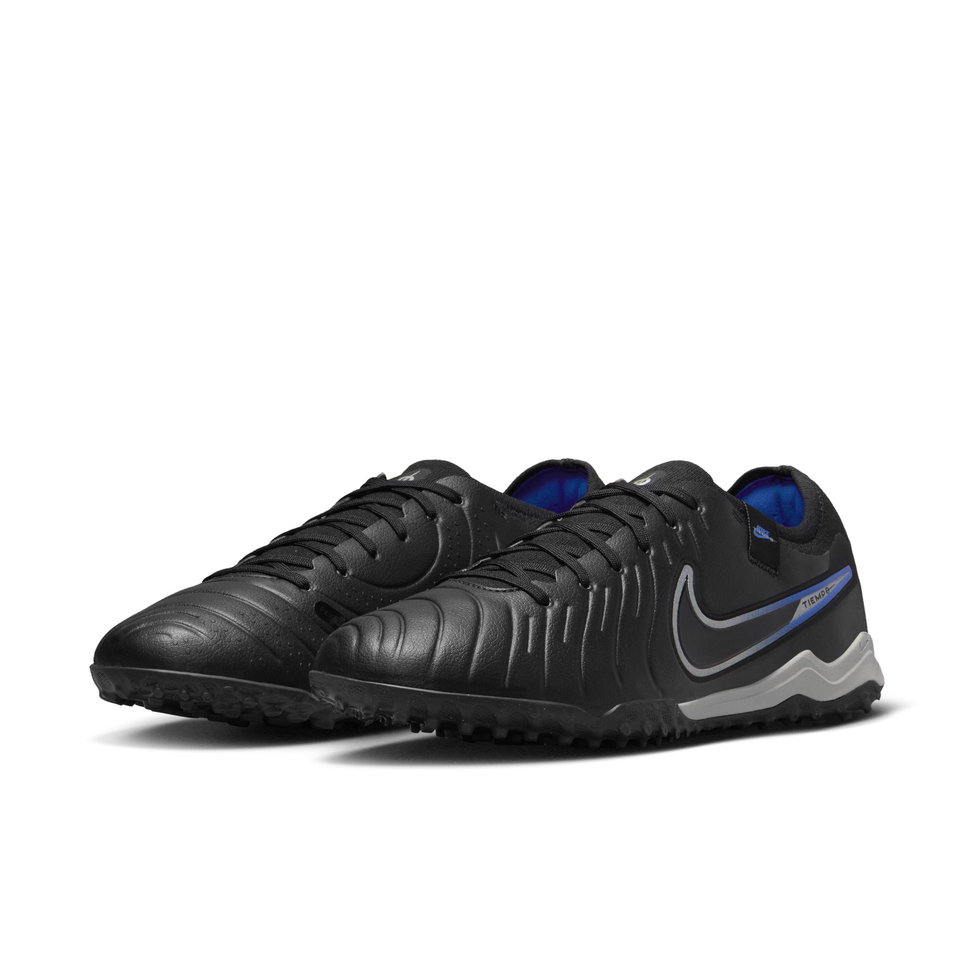 Nike Tiempo Legend 10 Pro Turf "Black/Hyper Royal/Chrome" Men's Soccer Shoe - BLACK/ROYAL/CHROME Thumbnail View 3