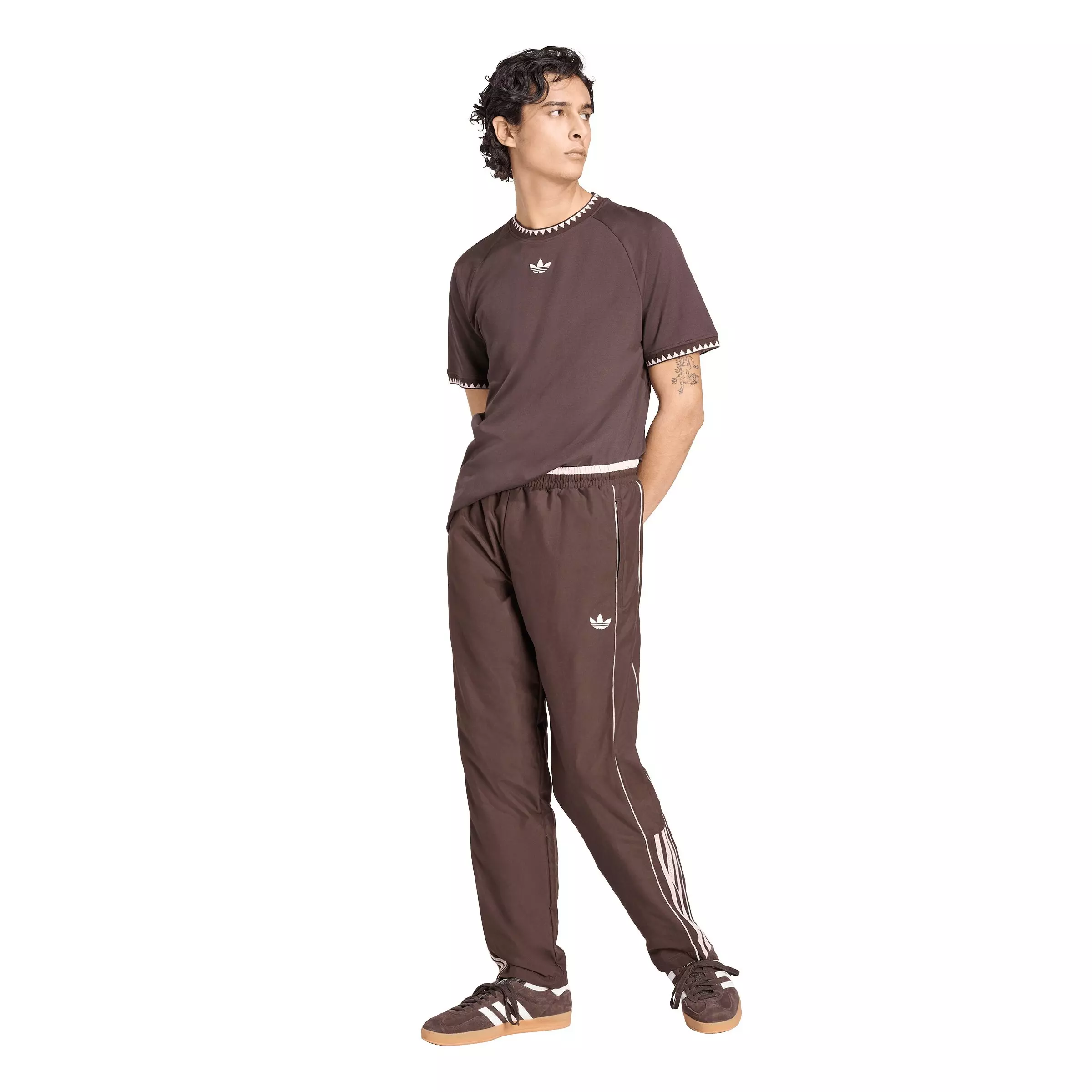 adidas Originals Men's Half Stripes Track Pants - Coffee - COFFEE