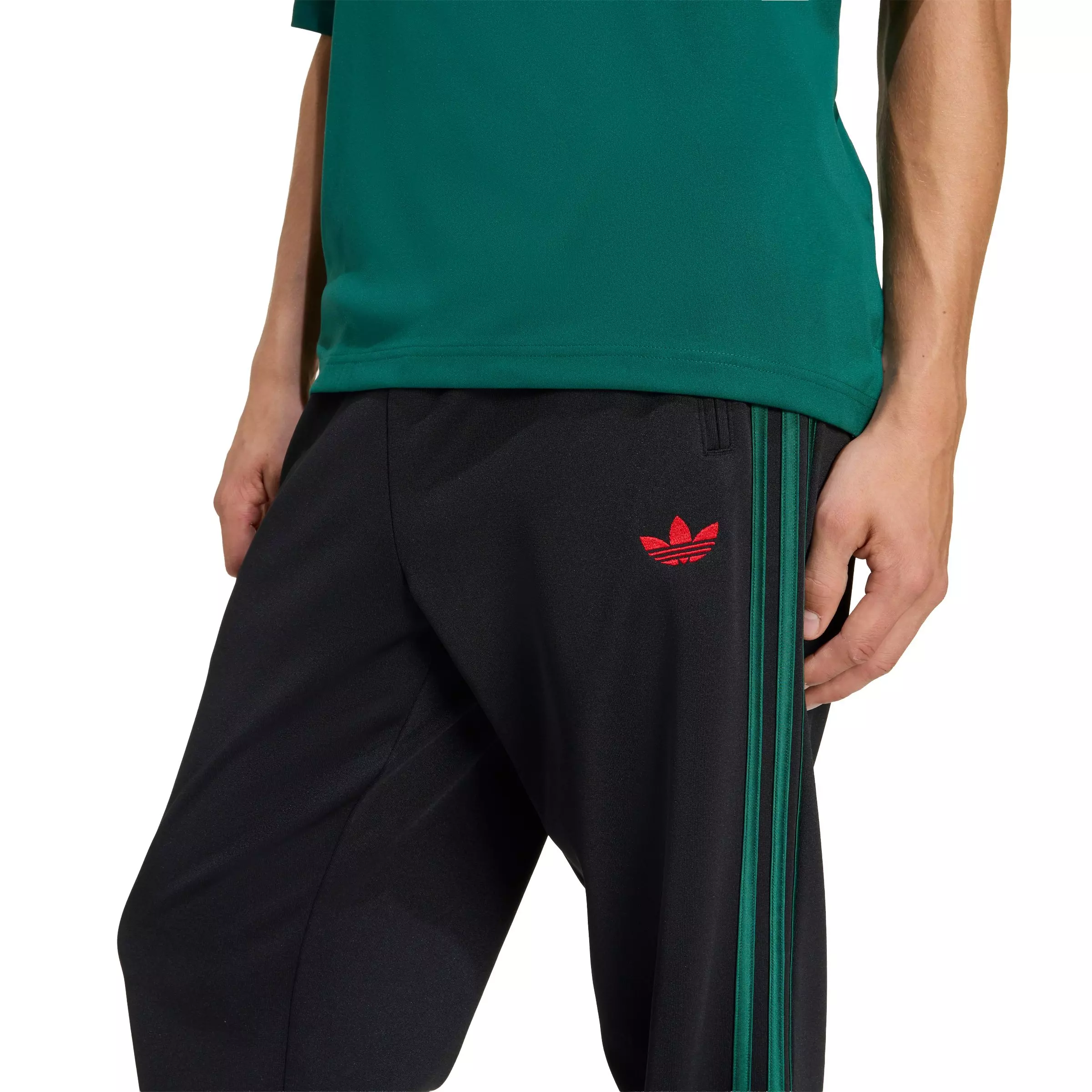 adidas Originals Men's Roses Firebird Track Pants - Black/Green - BLACK/GREEN