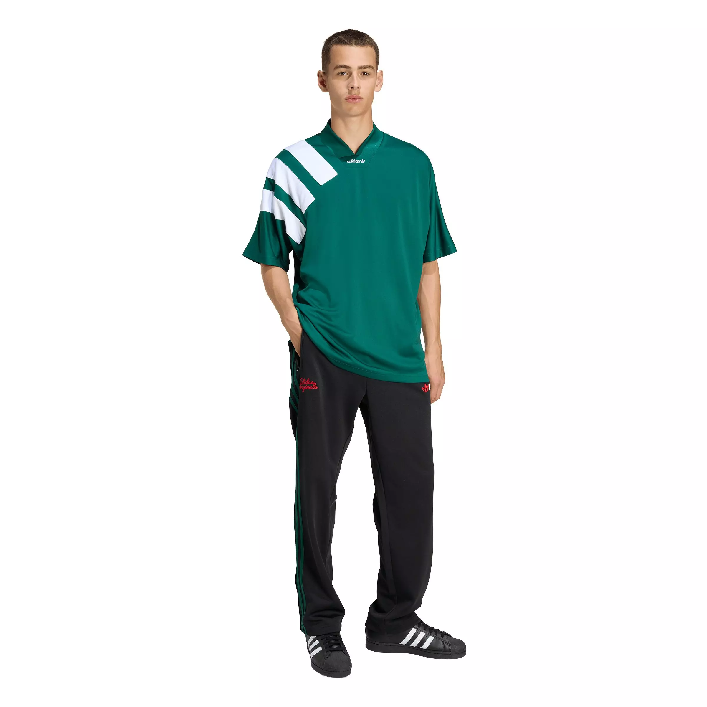 adidas Originals Men's Roses Firebird Track Pants -Black/Green - BLACK/GREEN