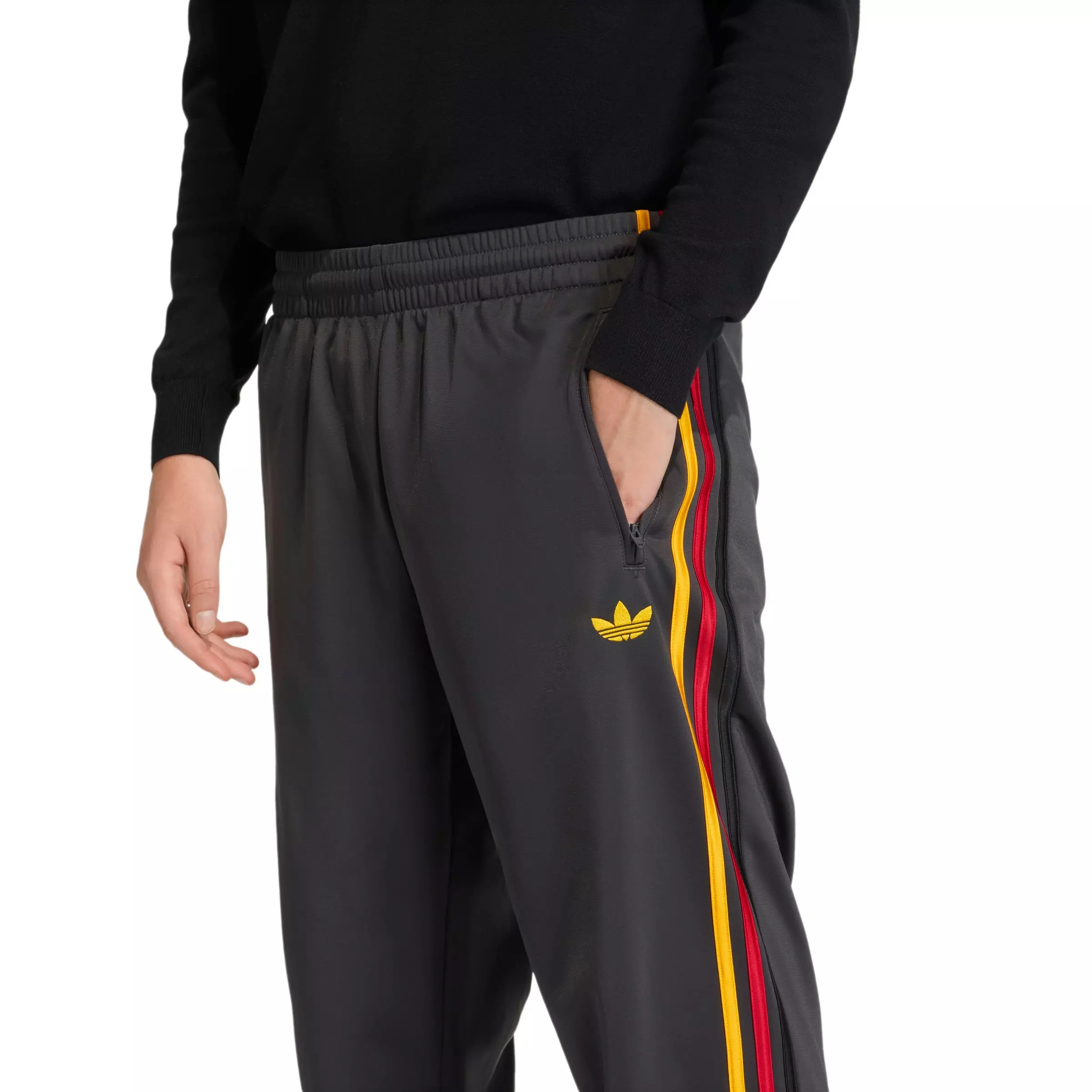 adidas Originals Men's Firebird Track Pants -Black/Gold/Red - BLACK/GOLD/RED