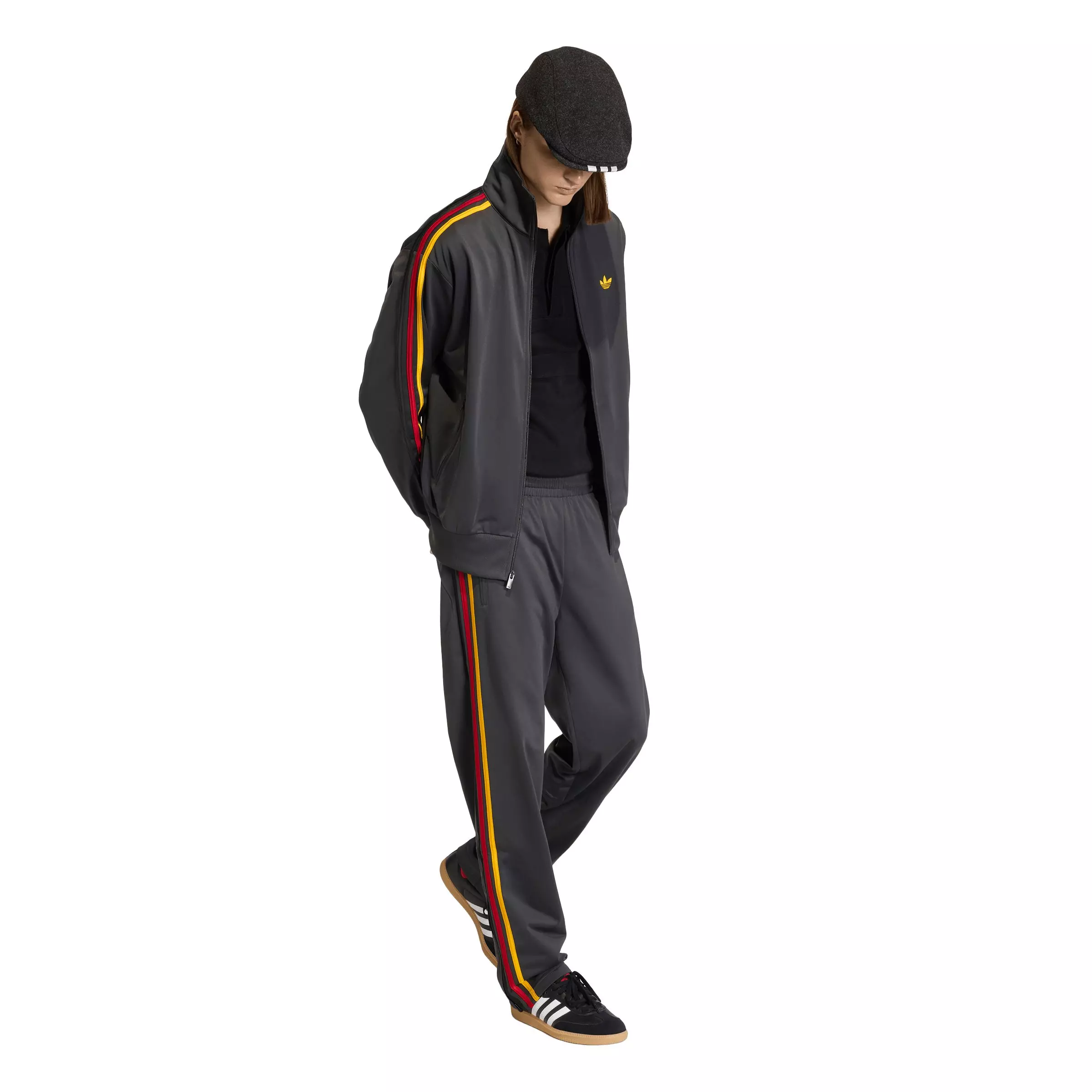adidas Originals Men's Firebird Track Pants -Black/Gold/Red - BLACK/GOLD/RED