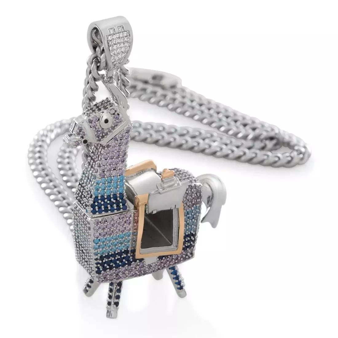 King Ice X Fortnite - Supply Llama Stash Necklace - White Gold - WHITE GOLD