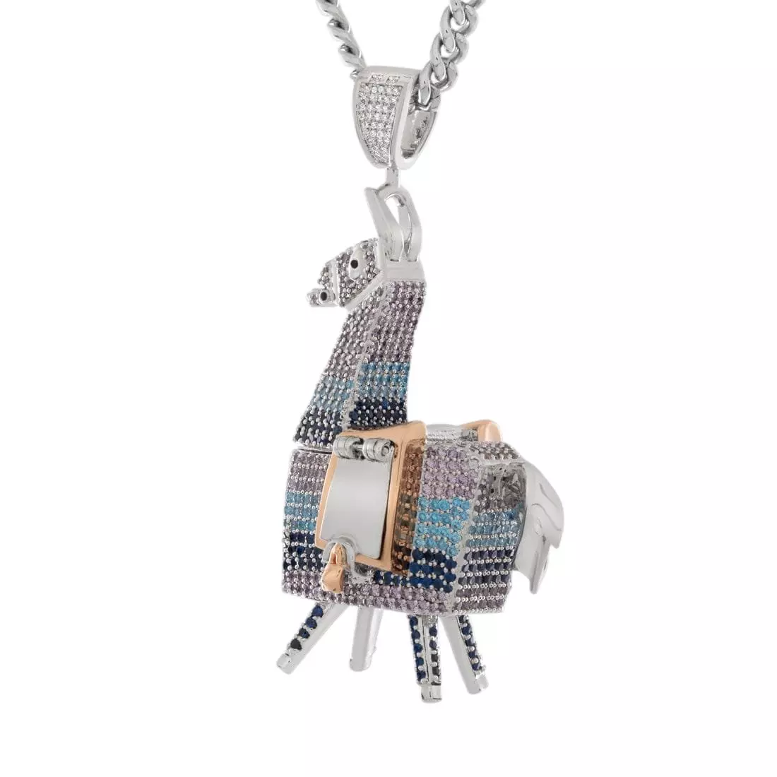 King Ice X Fortnite - Supply Llama Stash Necklace - White Gold - WHITE GOLD