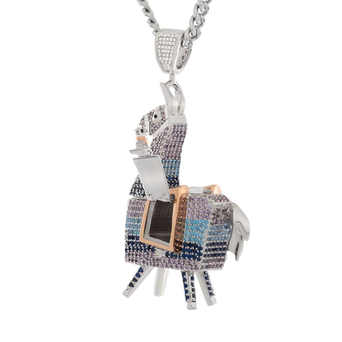 King Ice X Fortnite - Supply Llama Stash Necklace - White Gold - WHITE GOLD