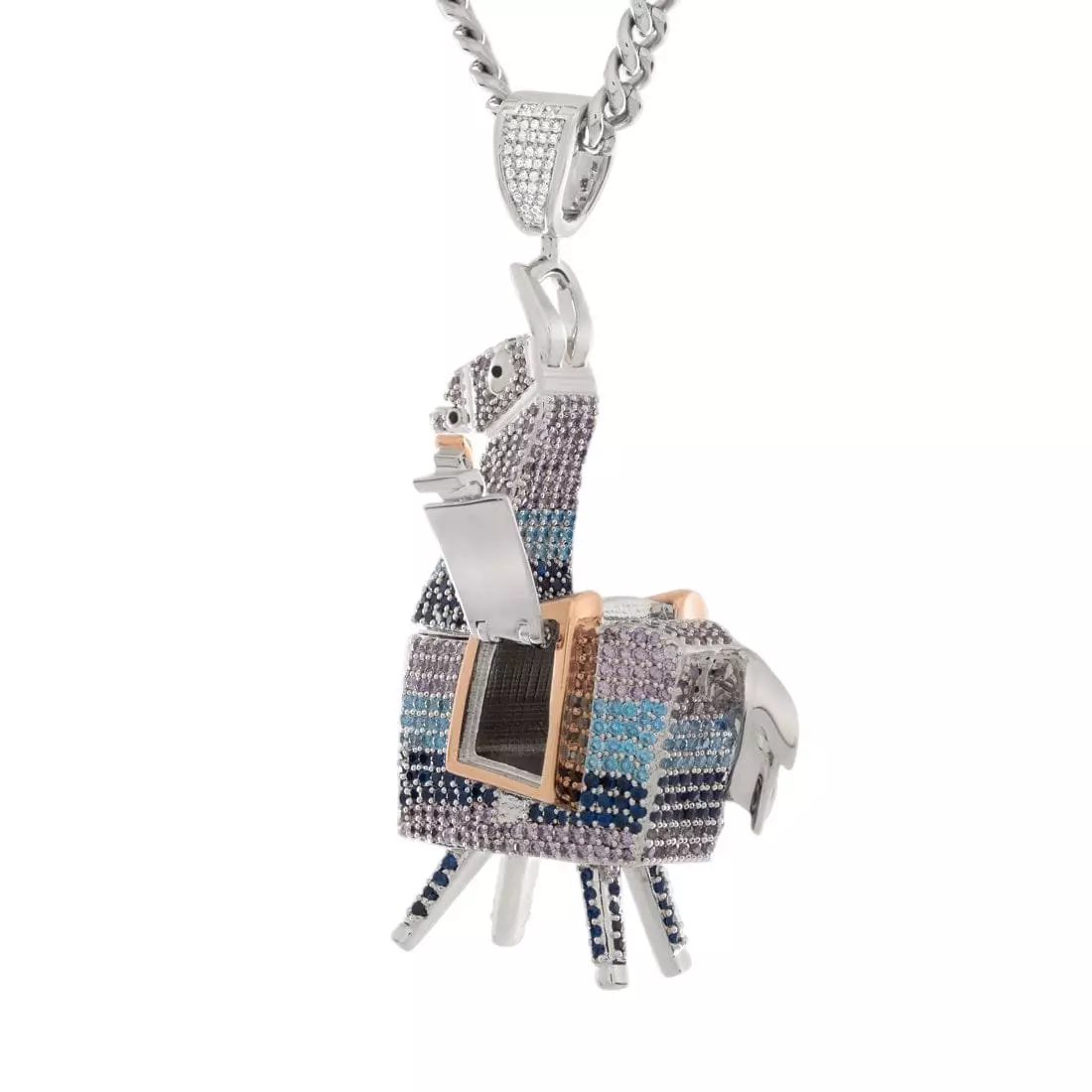 King Ice X Fortnite - Supply Llama Stash Necklace - White Gold - WHITE GOLD