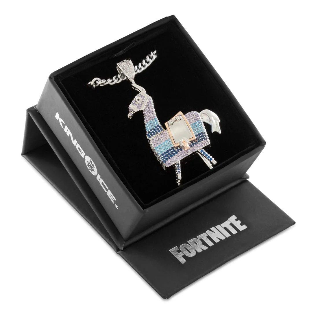 King Ice X Fortnite - Supply Llama Stash Necklace - White Gold - WHITE GOLD