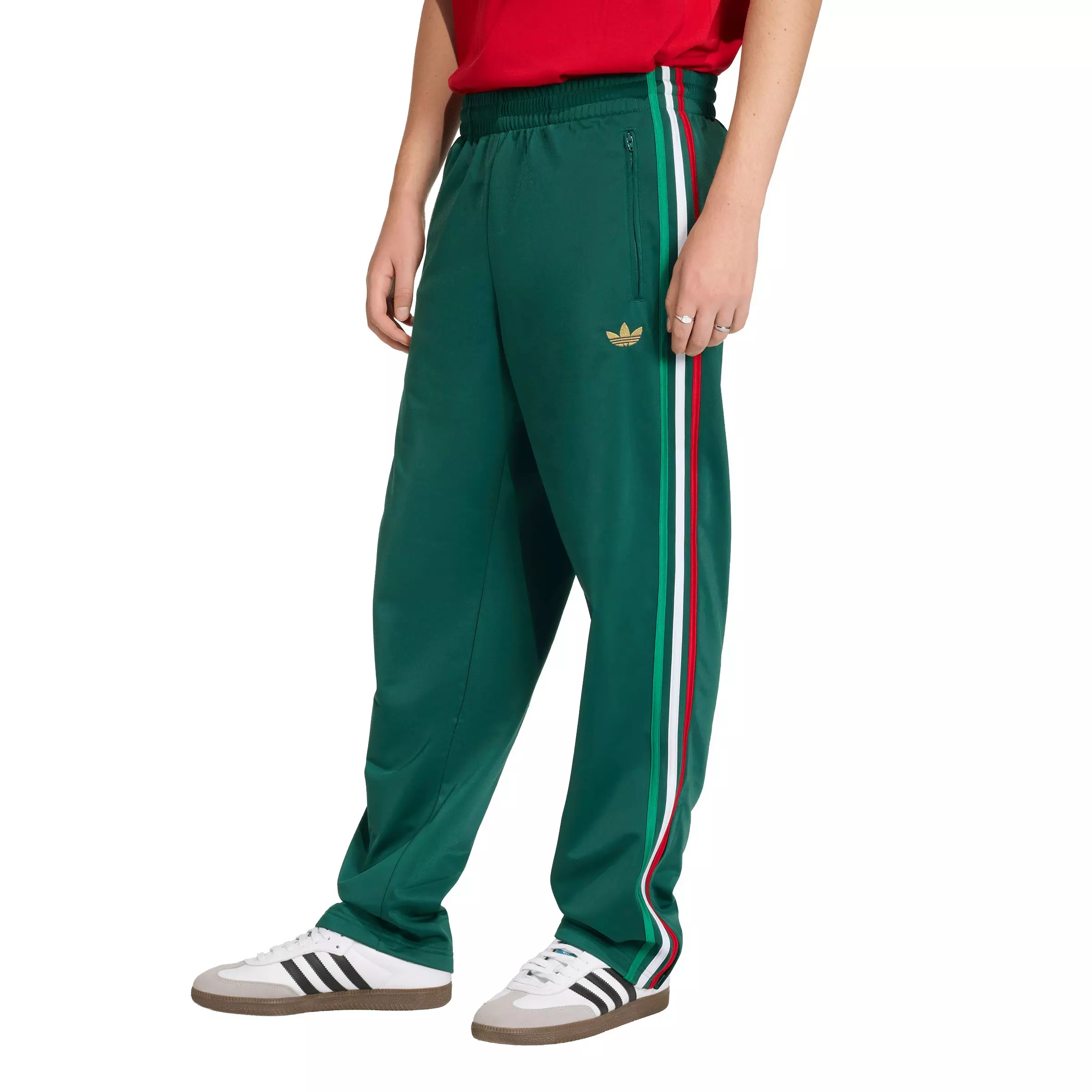 adidas Originals Men's Firebird Track Pants - Green/Red/White - GREEN/RED/WHITE