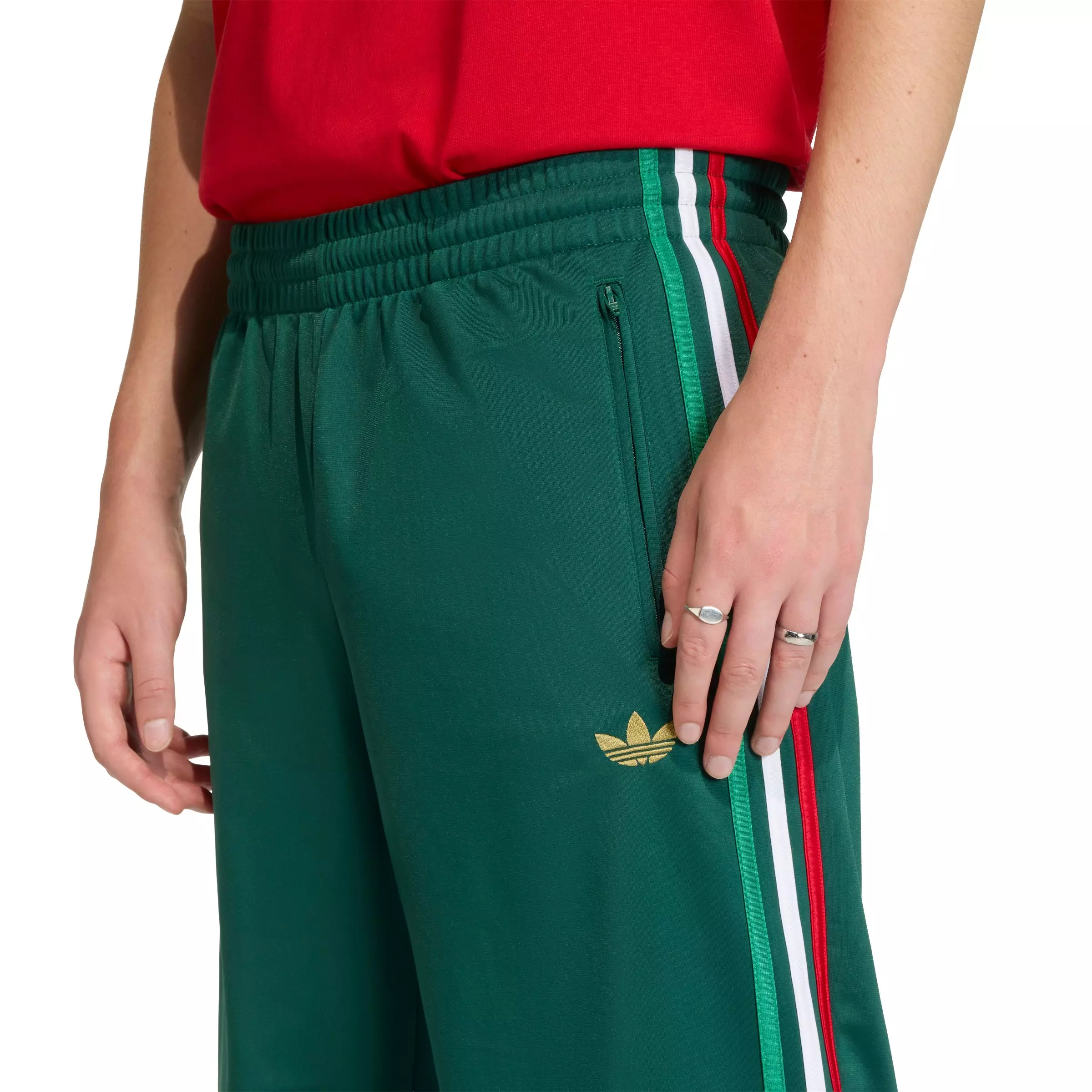 adidas Originals Men's Firebird Track Pants - Green/Red/White - GREEN/RED/WHITE