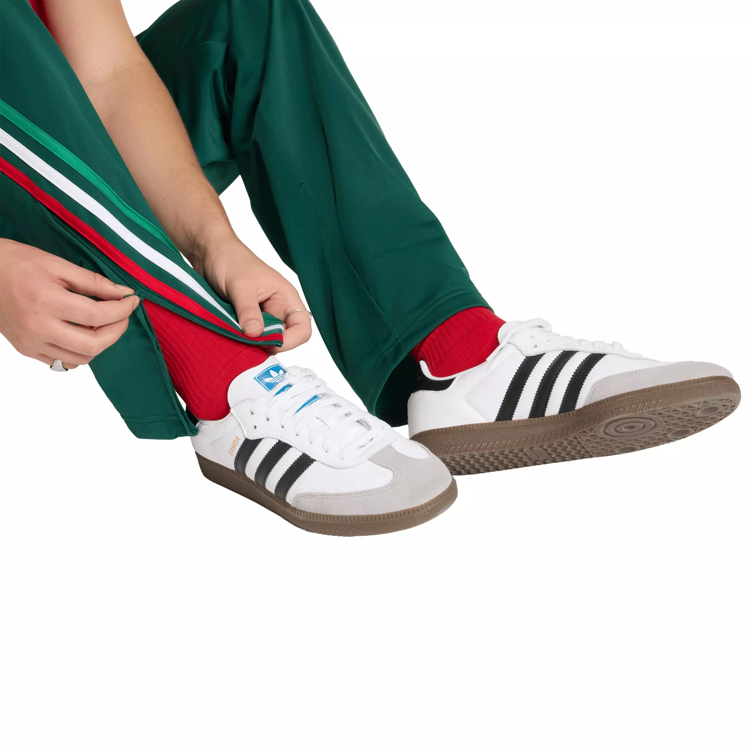 adidas Originals Men's Firebird Track Pants - Green/Red/White - GREEN/RED/WHITE