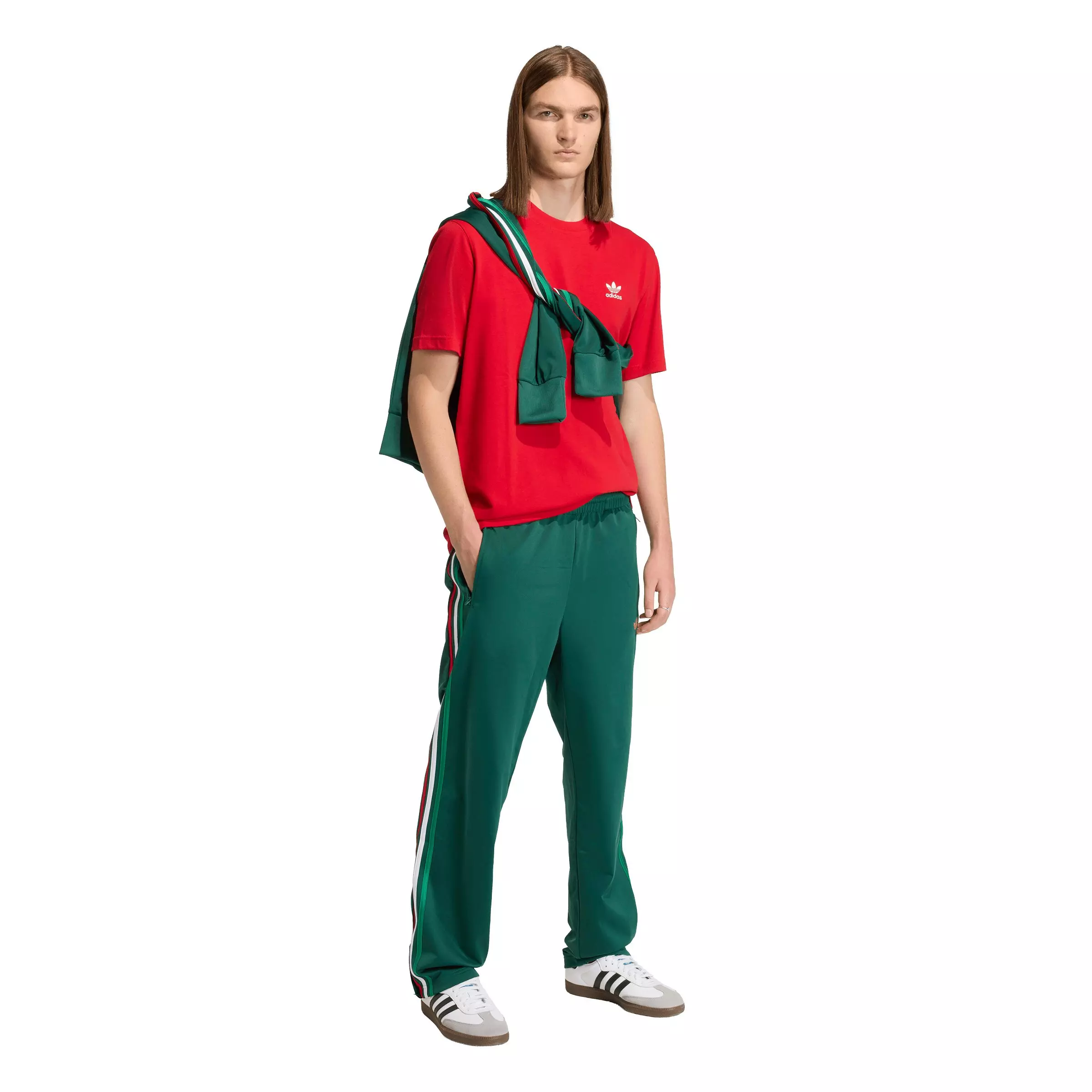 adidas Originals Men's Firebird Track Pants - Green/Red/White - GREEN/RED/WHITE
