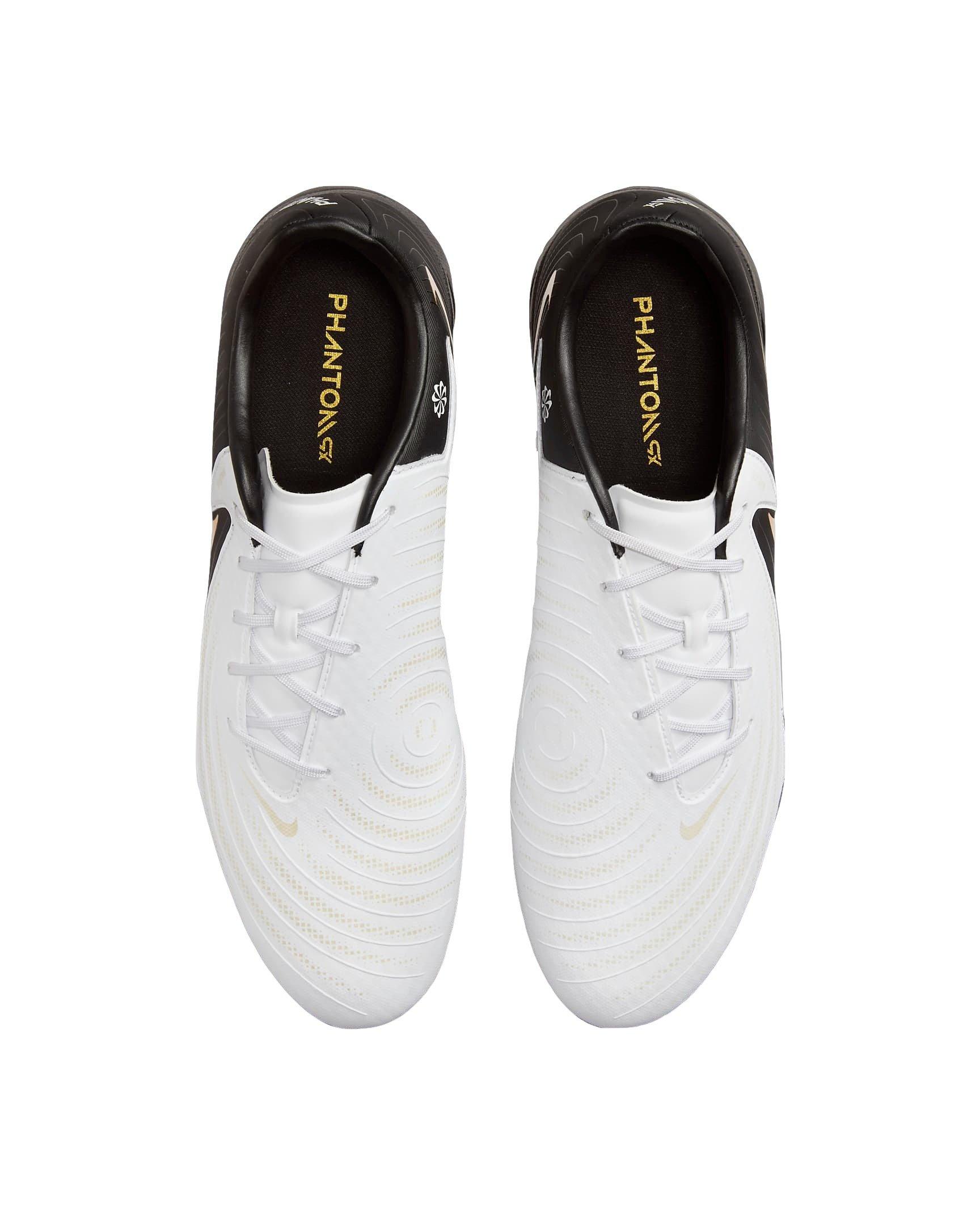 Nike Phantom GX 2 Academy Turf "White/Metallic Gold Coin/Black" Men's Soccer Shoe - WHITE/GOLD/BLACK Thumbnail View 4