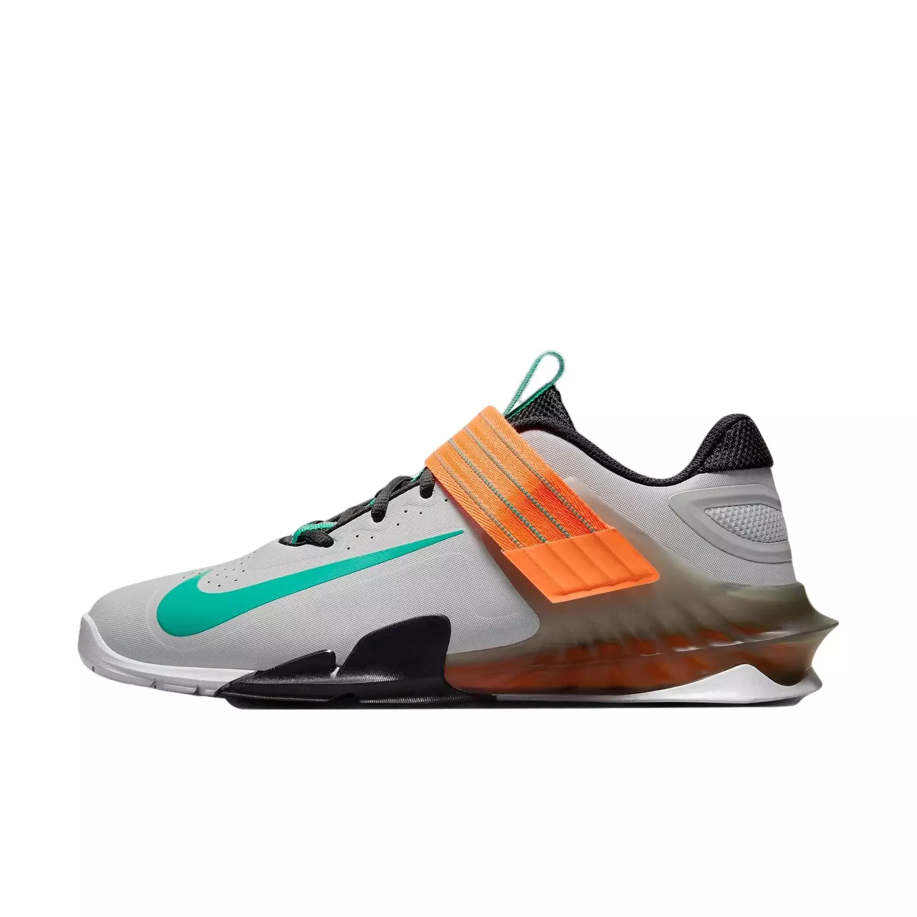Nike Savaleos "Grey Fog/Dark Smoke Grey/Total Orange/Clear Emerald" Men's Weightlifting Shoe - GREY/DK GREY/ORANGE/EMERALD