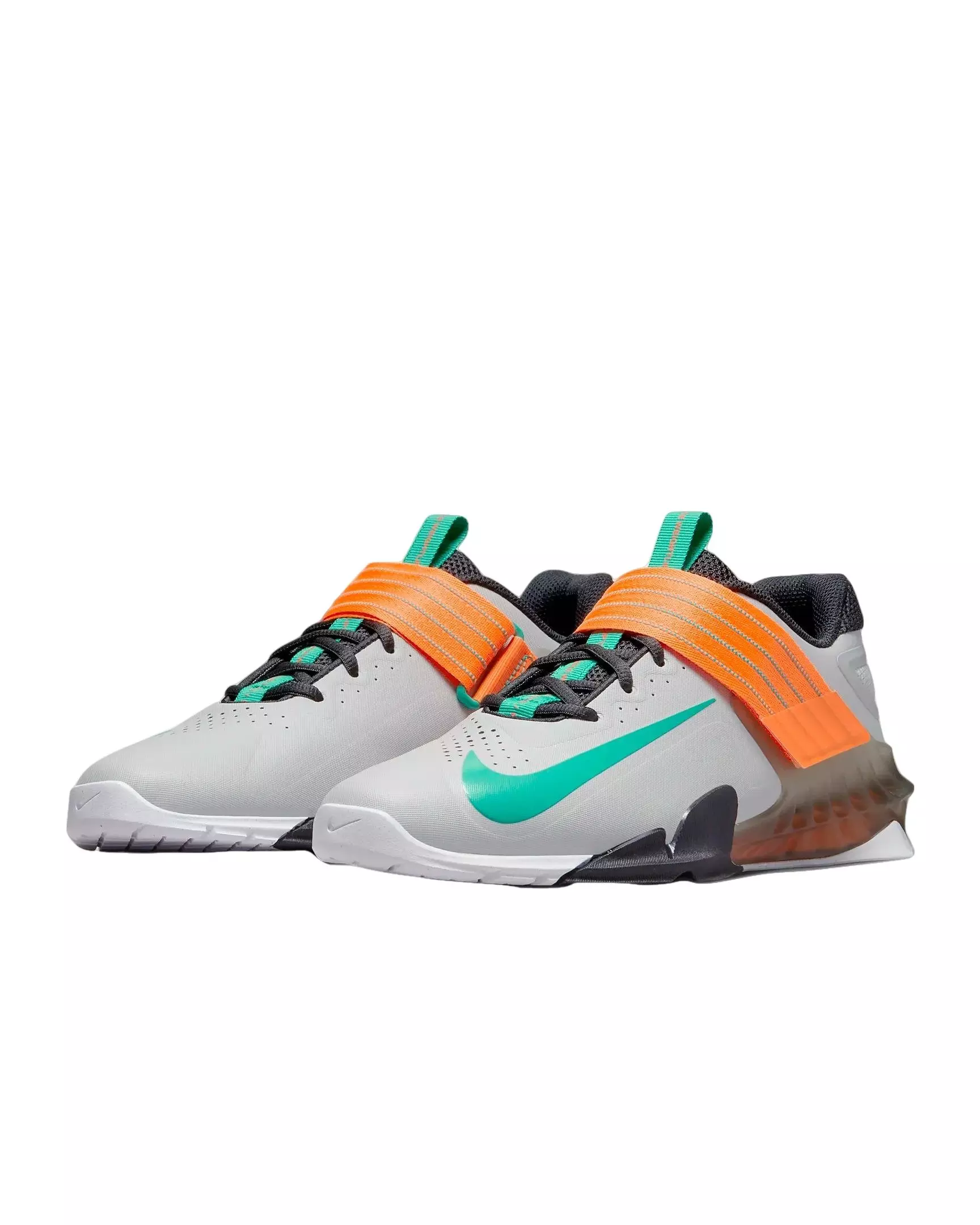Nike Savaleos "Grey Fog/Dark Smoke Grey/Total Orange/Clear Emerald" Men's Weightlifting Shoe - GREY/DK GREY/ORANGE/EMERALD