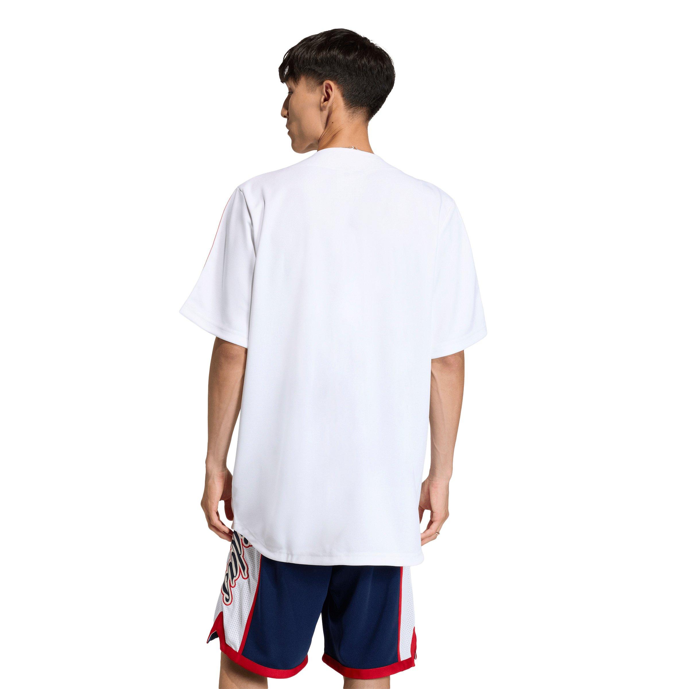 adidas Originals Men's Summer League Varsity Baseball Jersey -White/Red - WHITE/RED Thumbnail View 2