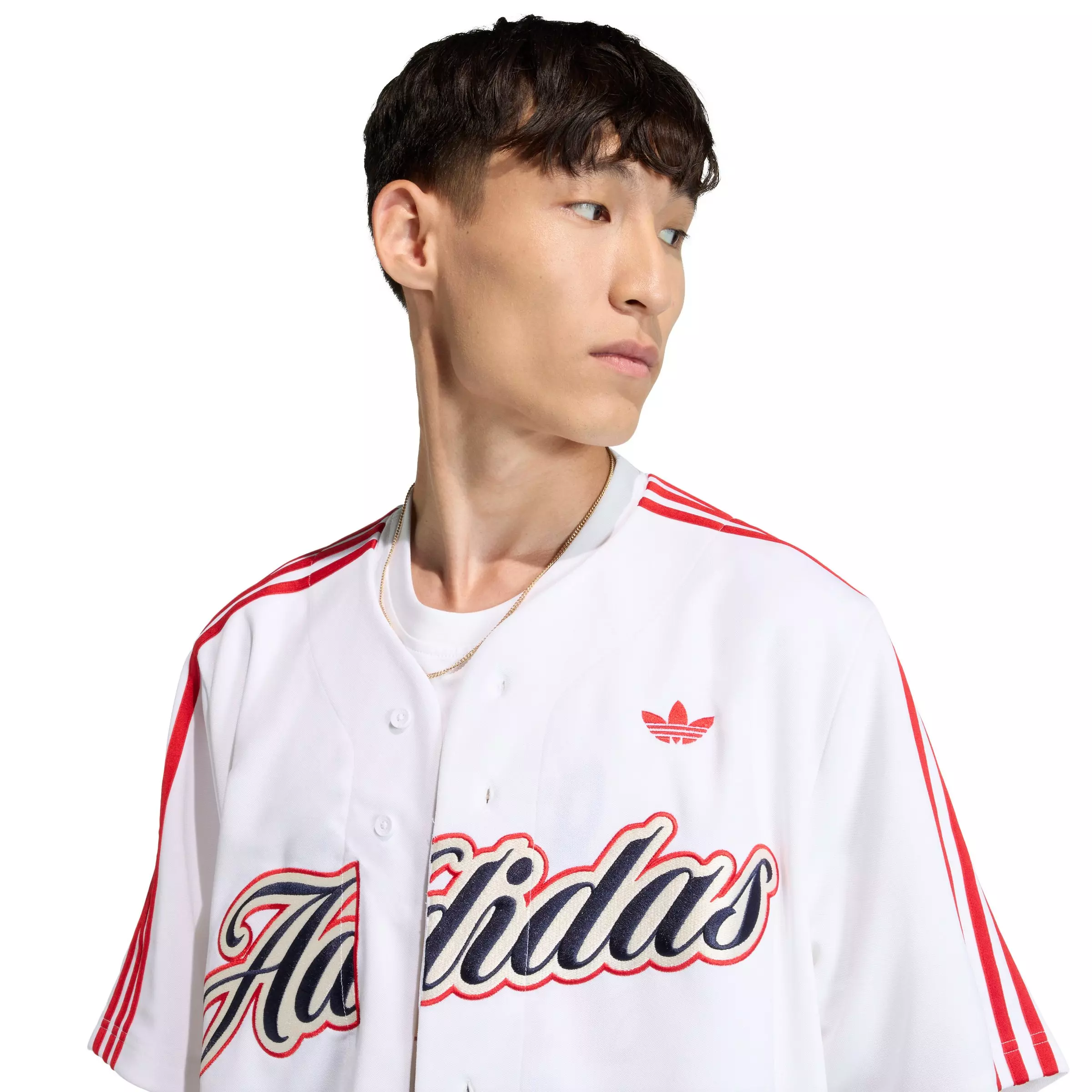 adidas Originals Men's Summer League Varsity Baseball Jersey -White/Red - WHITE/RED