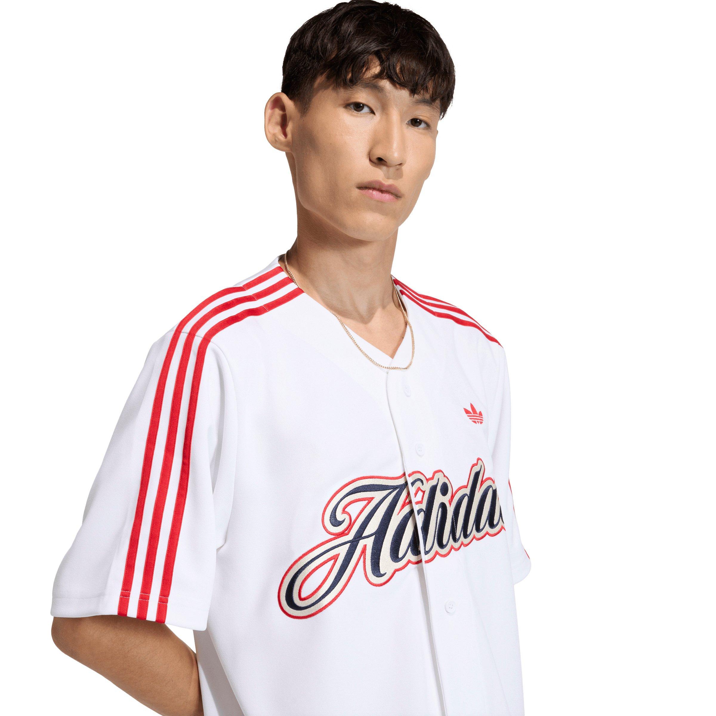 adidas Originals Men's Summer League Varsity Baseball Jersey -White/Red - WHITE/RED Thumbnail View 4