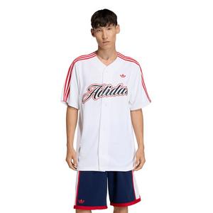 adidas Originals Men's Summer League Varsity Baseball Jersey -White/Red