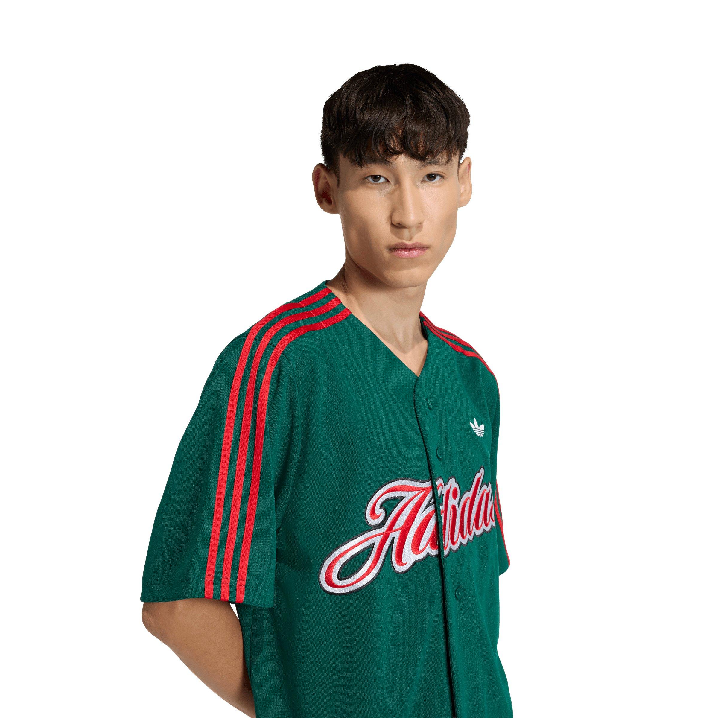 adidas Originals Men's Summer League Varsity Baseball Jersey -Green/Red - GREEN/RED Thumbnail View 3