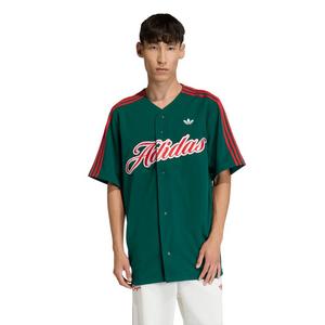 adidas Originals Men's Summer League Varsity Baseball Jersey -Green/Red
