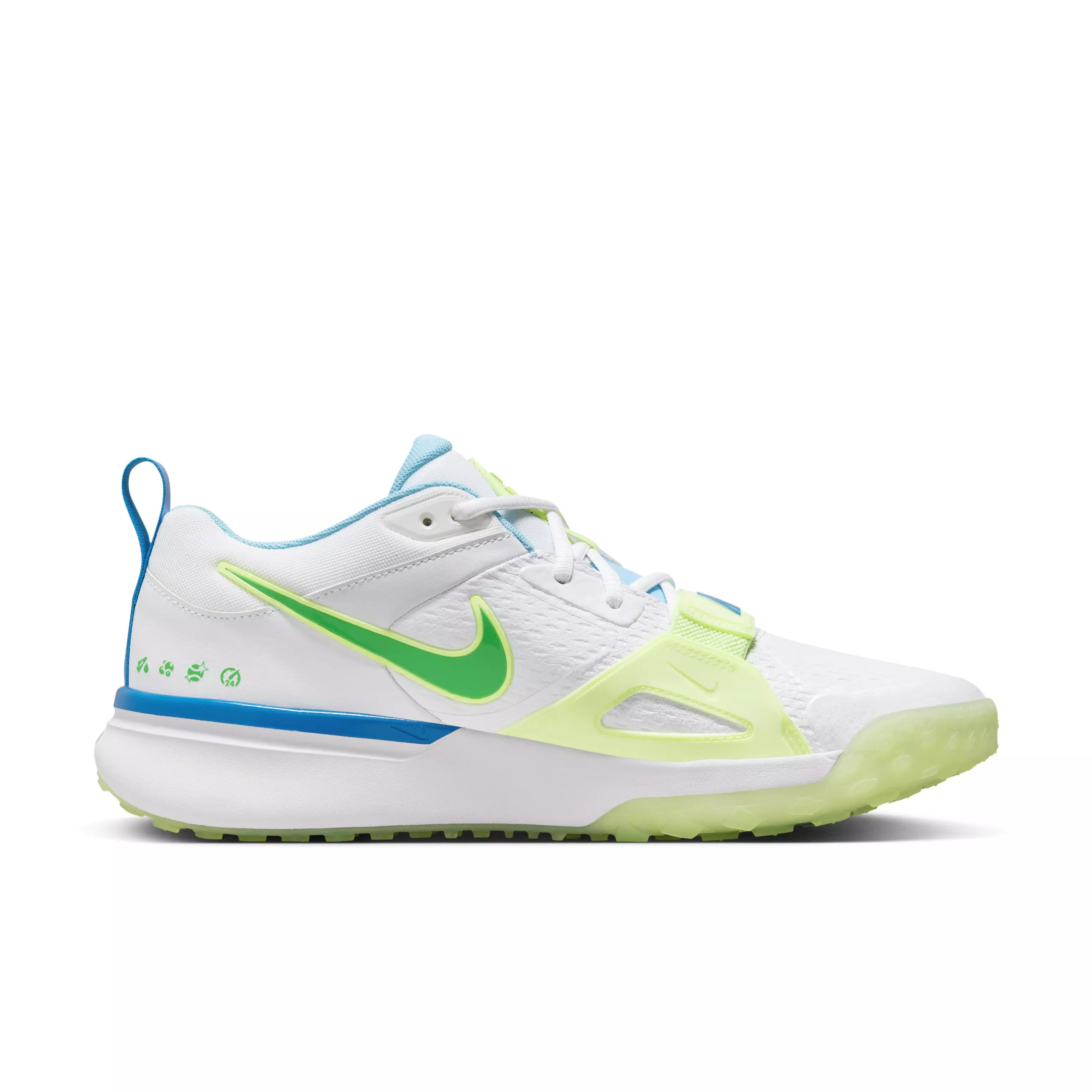 Nike Air Zoom Diamond Elite Turf "White/Lime/Light Blue" Men's Baseball Shoe - WHITE/LIME/LT BLUE