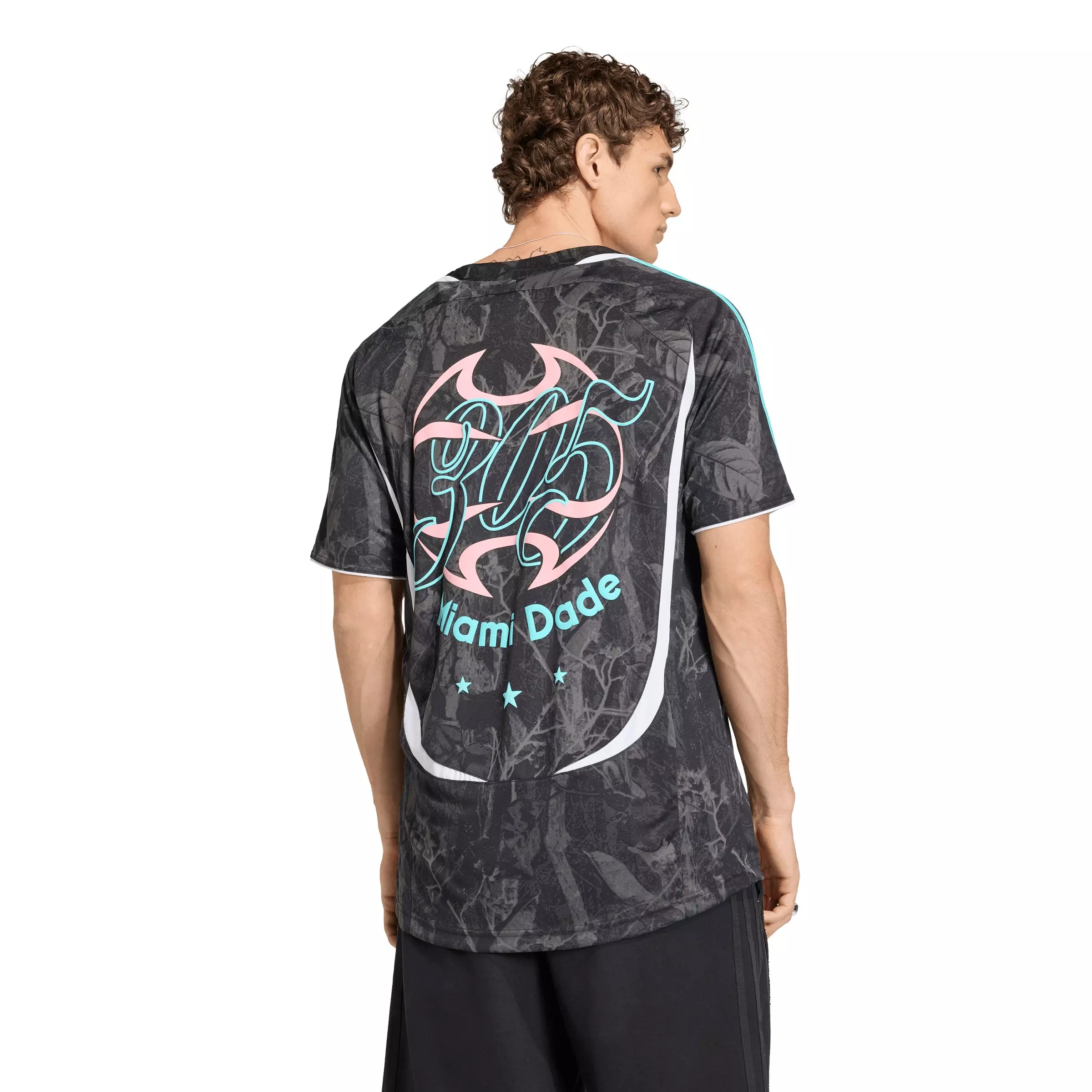adidas Men's Graphic Miami Jersey - BLACK/AQUA