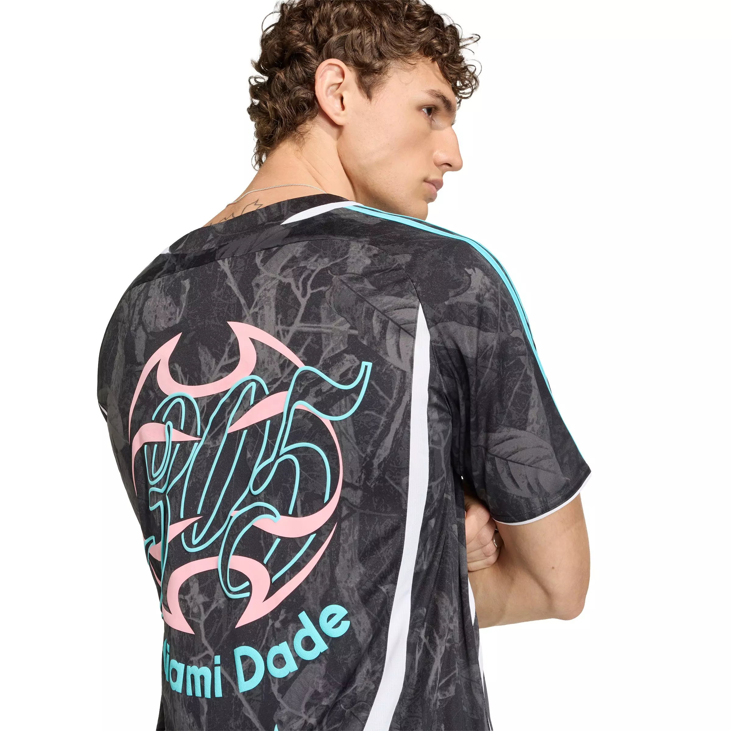 adidas Men's Graphic Miami Jersey - BLACK/AQUA