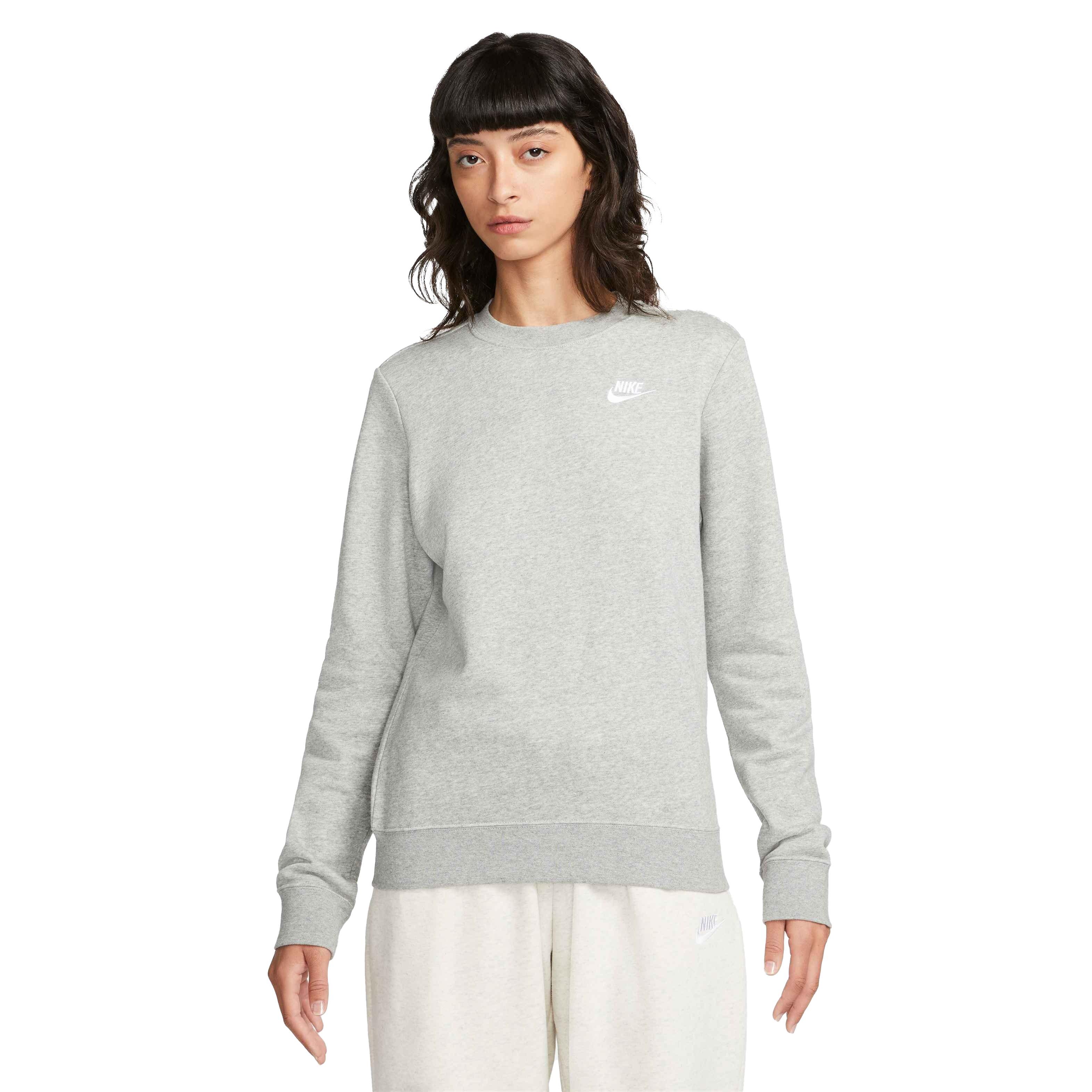 Nike Women's Sportswear Club Fleece Crew-Neck Sweatshirt - GREY Thumbnail View 1