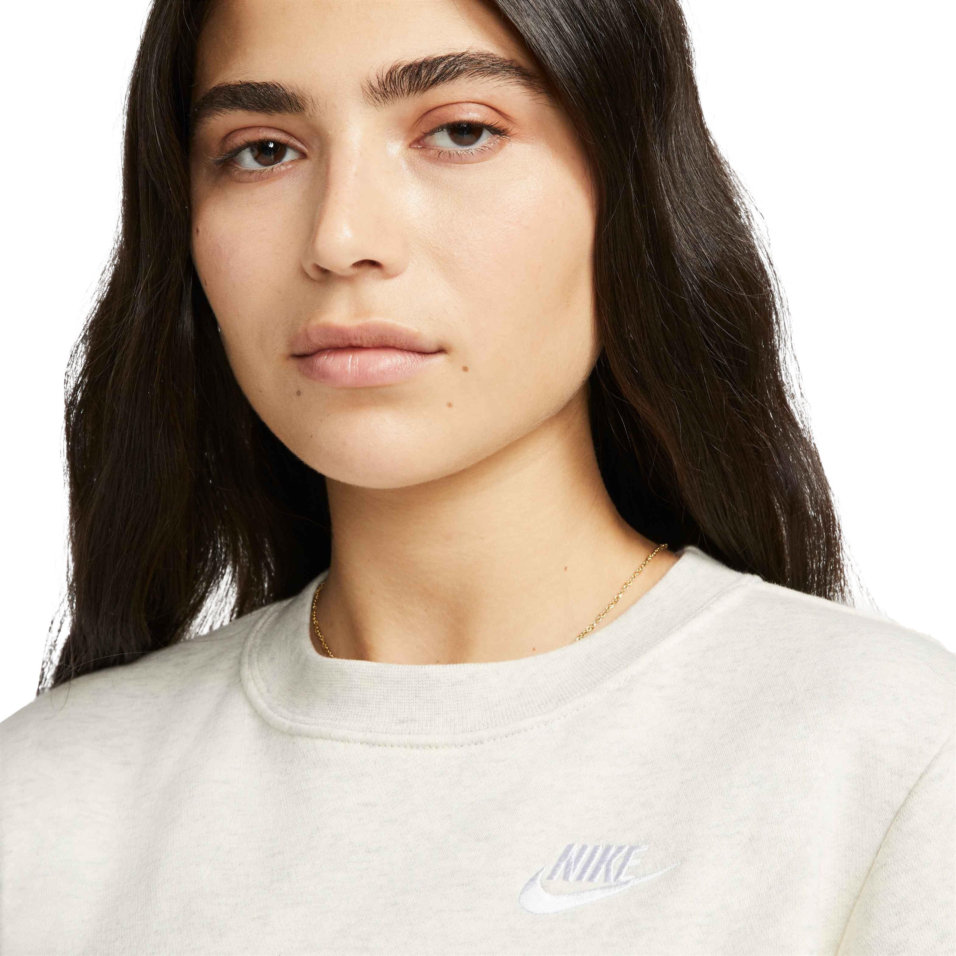 Nike Women's Sportswear Club Fleece Crew-Neck Sweatshirt - BROWN Thumbnail View 3