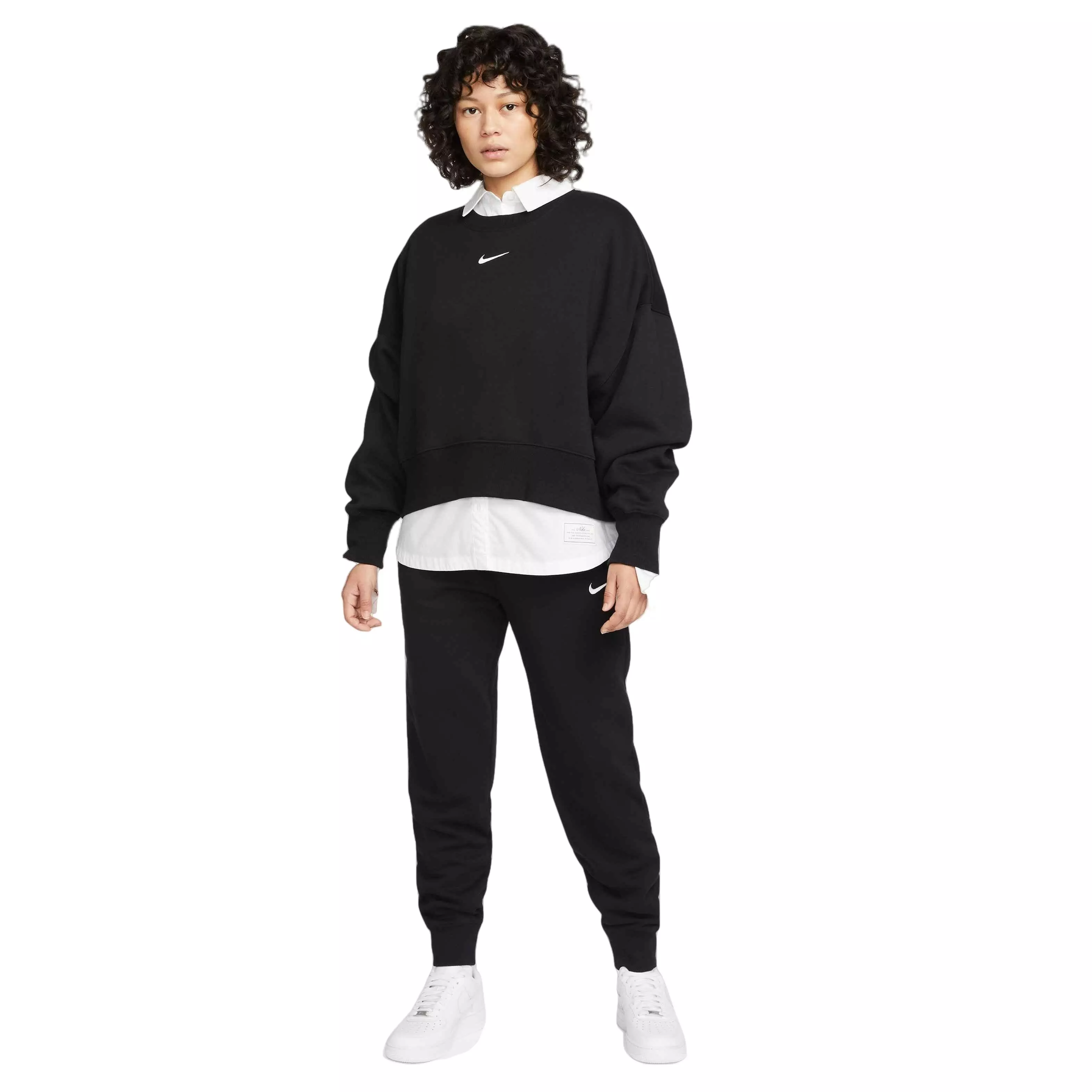 Nike Women's Sportswear Phoenix Fleece Over-Oversized Crewneck Sweatshirt - BLACK