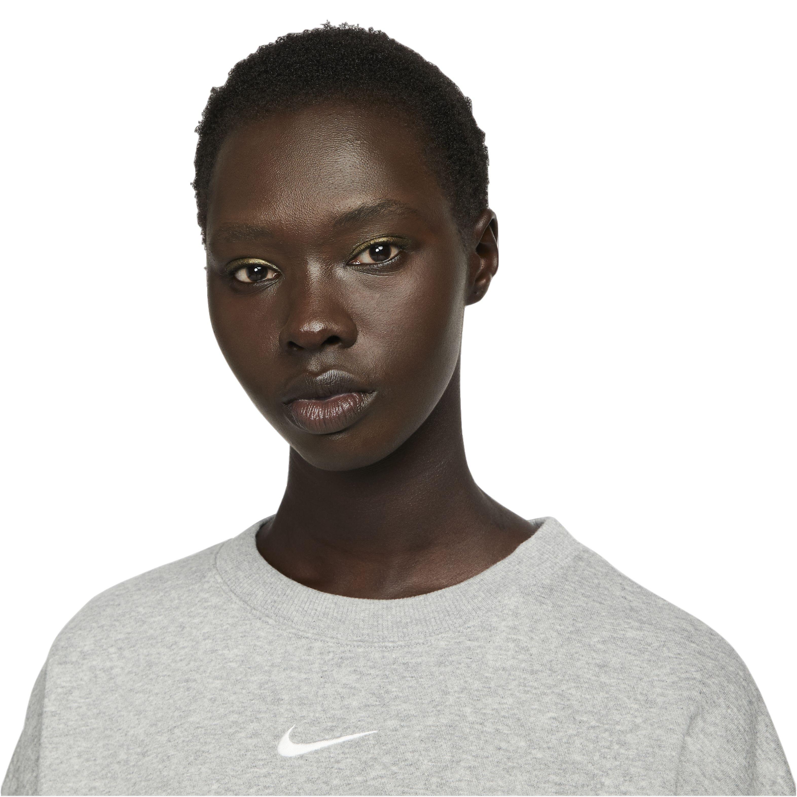 Nike Women's Sportswear Phoenix Fleece Over-Oversized Crewneck Sweatshirt - HEATHER GREY Thumbnail View 3