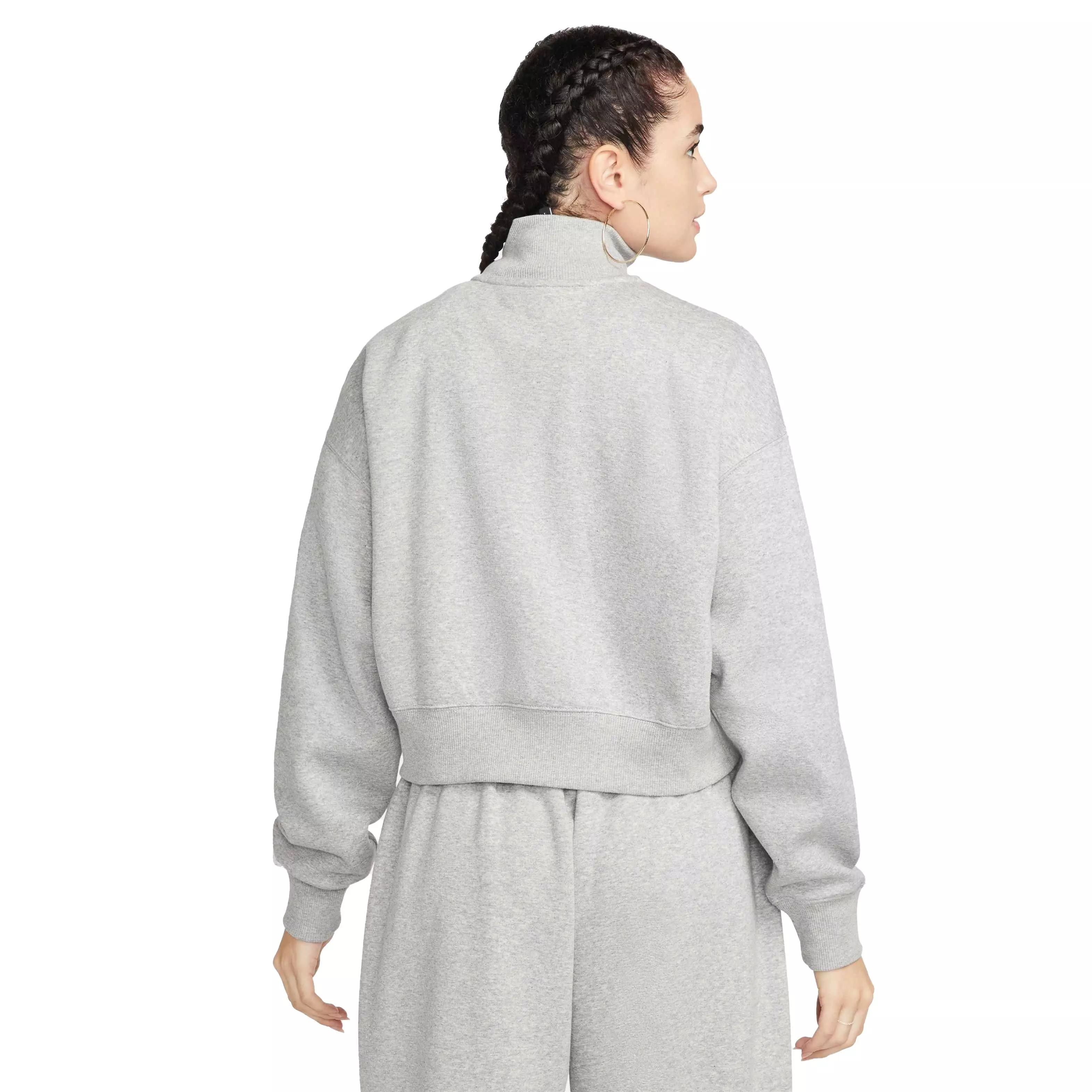 Nike Women's Sportswear Phoenix Fleece Oversized 1/2-Zip Crop Sweatshirt - GREY