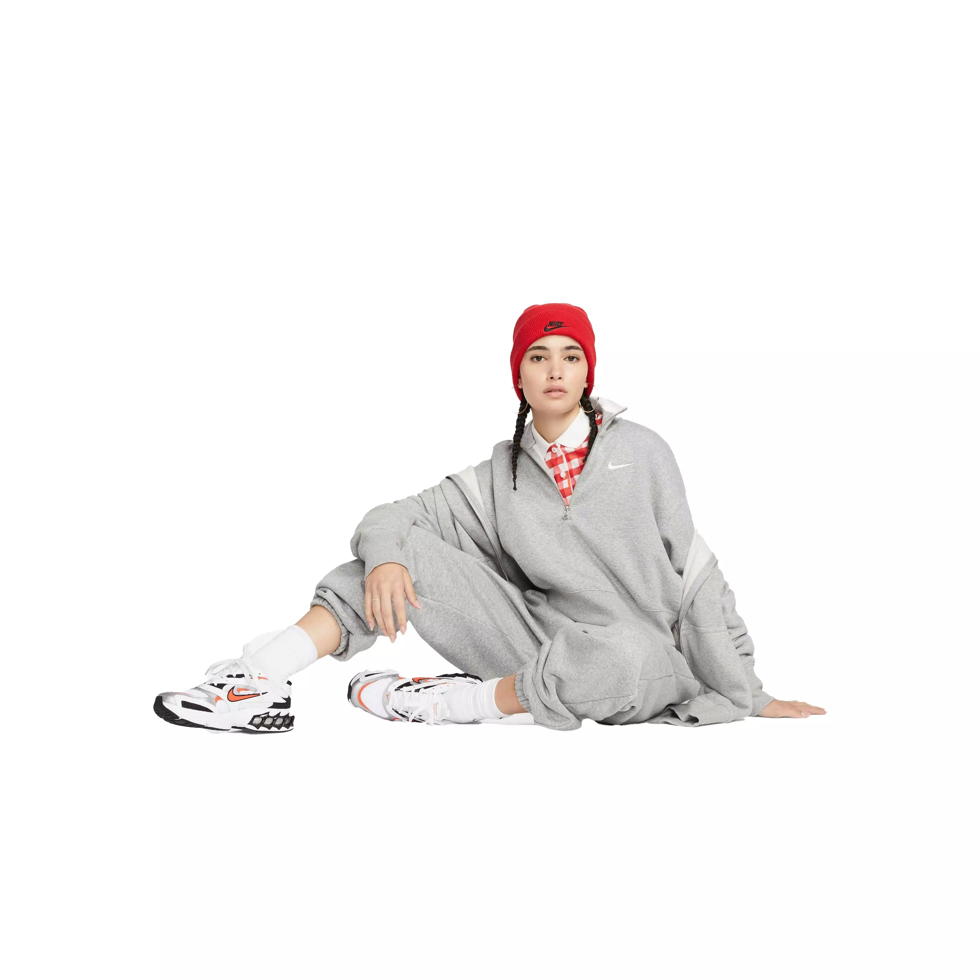 Nike Women's Sportswear Phoenix Fleece Oversized 1/2-Zip Crop Sweatshirt - GREY