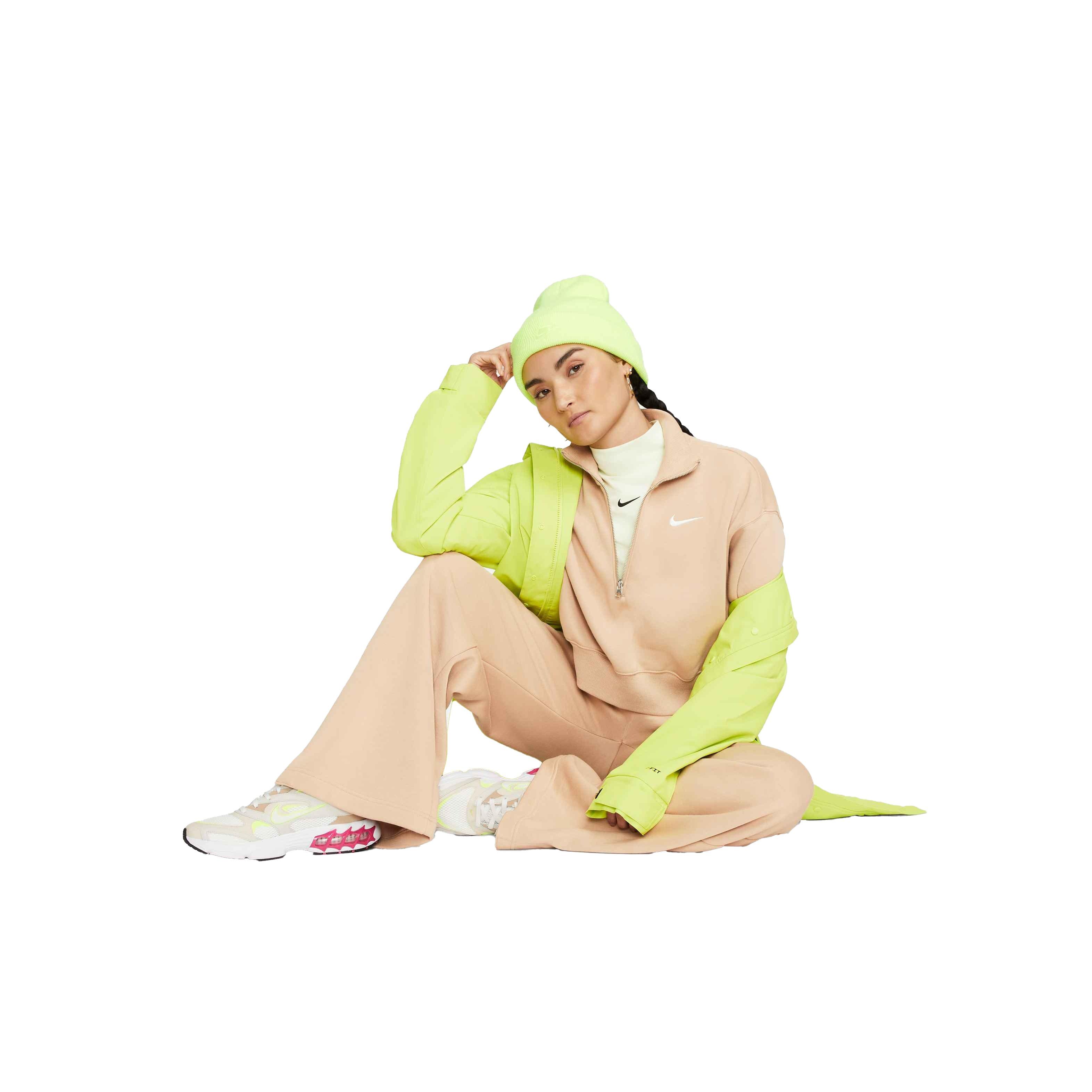 Nike Women's Sportswear Phoenix Fleece Oversized 1/2-Zip Crop Sweatshirt - BROWN Thumbnail View 6