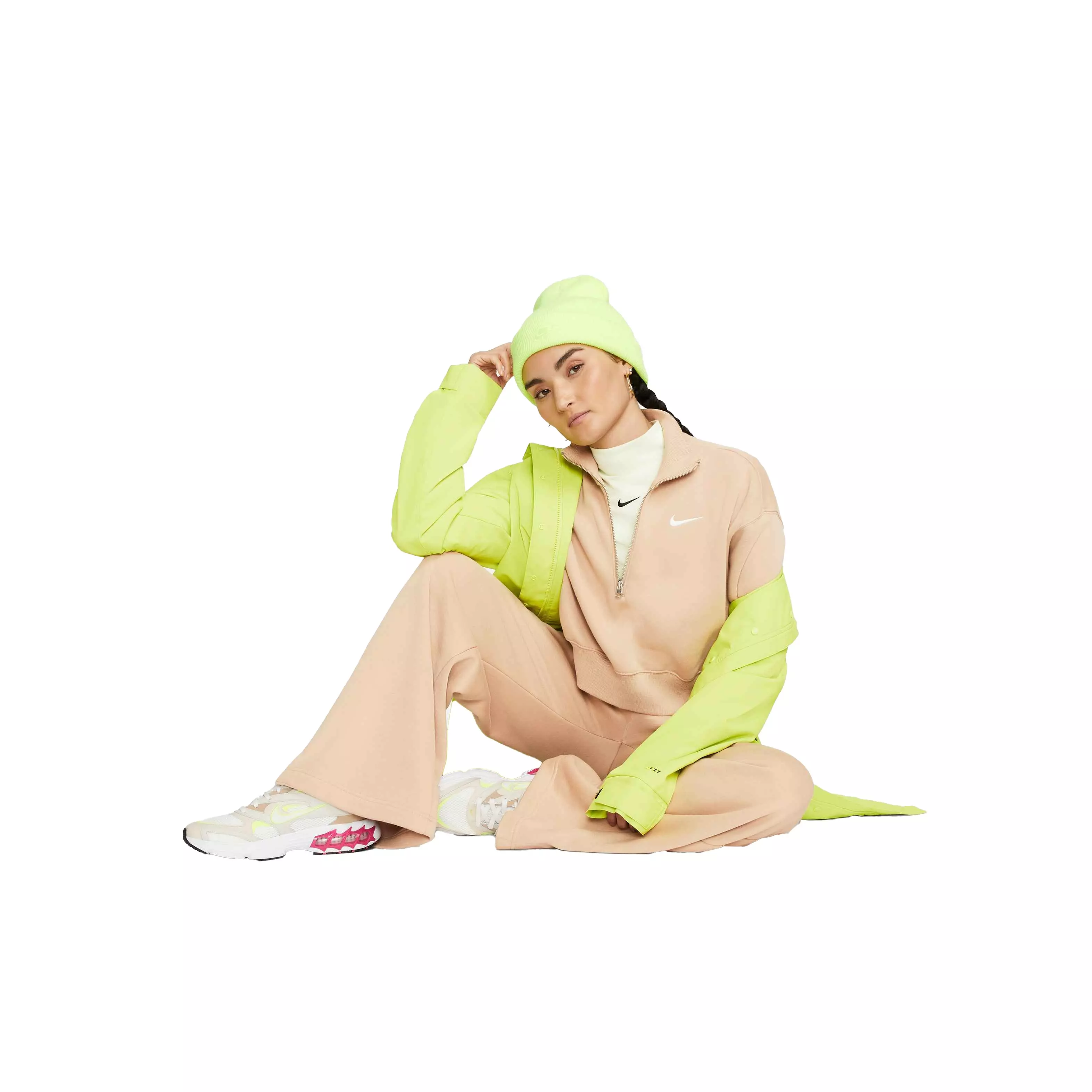 Nike Women's Sportswear Phoenix Fleece Oversized 1/2-Zip Crop Sweatshirt - BROWN