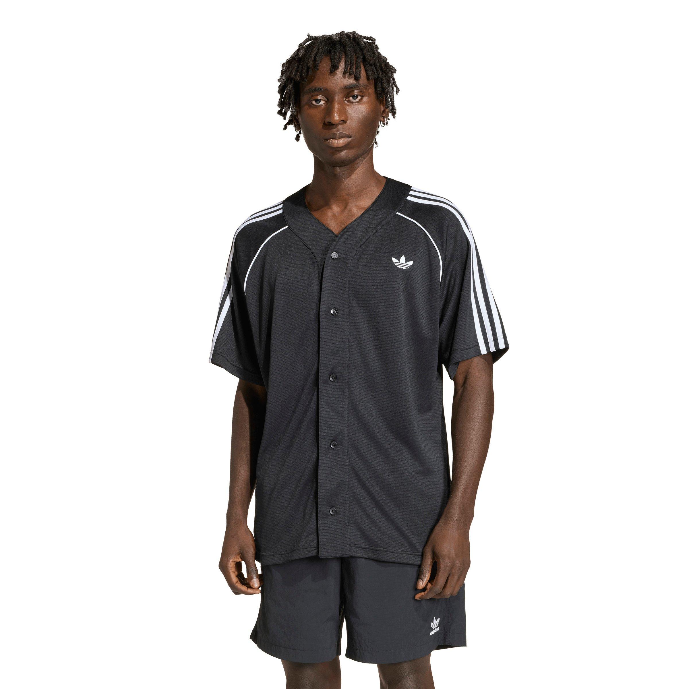 adidas Originals Men's Adicolor Baseball Jersey - Black/White - BLACK/WHITE Thumbnail View 1