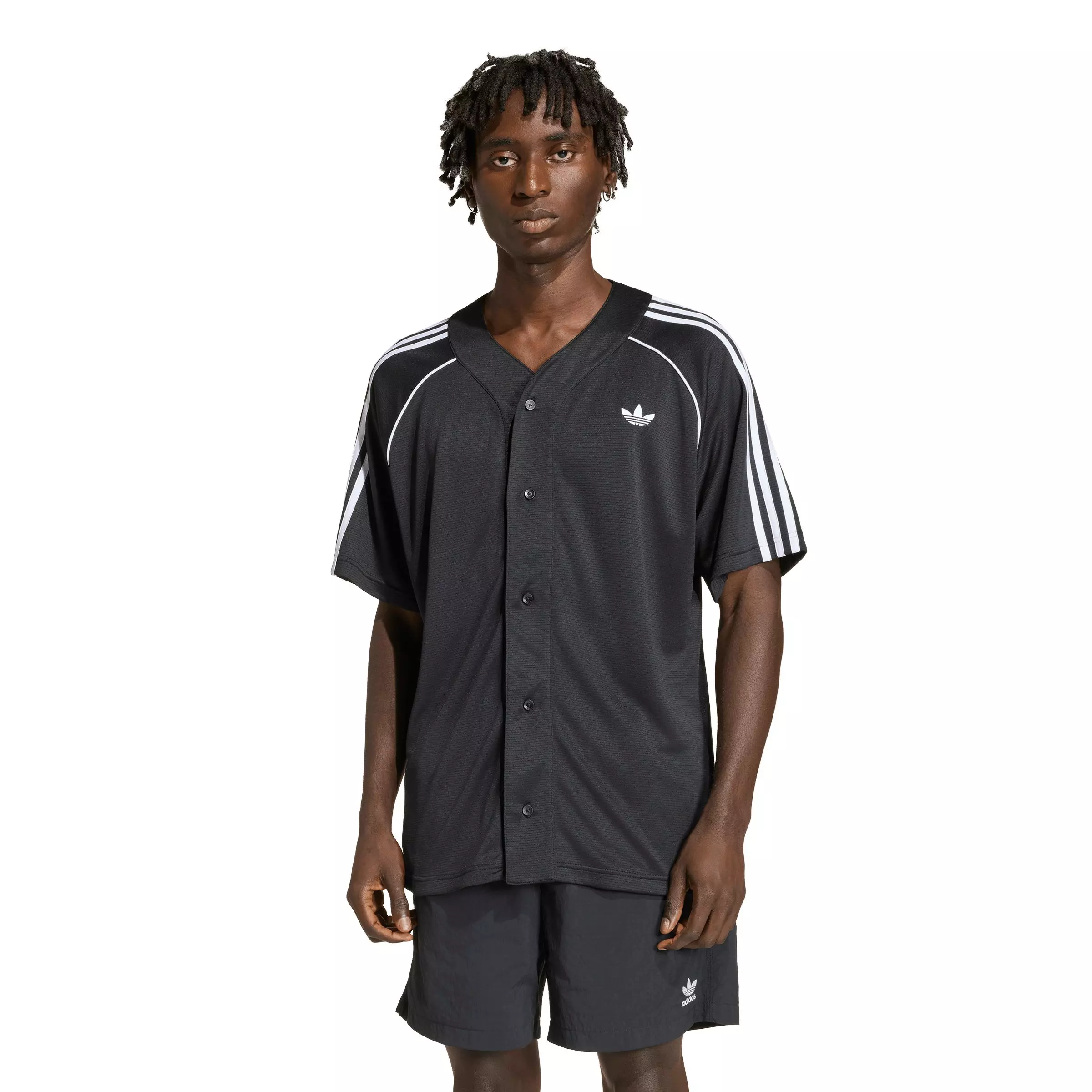 adidas Originals Men's Adicolor Baseball Jersey -Black/White - BLACK/WHITE