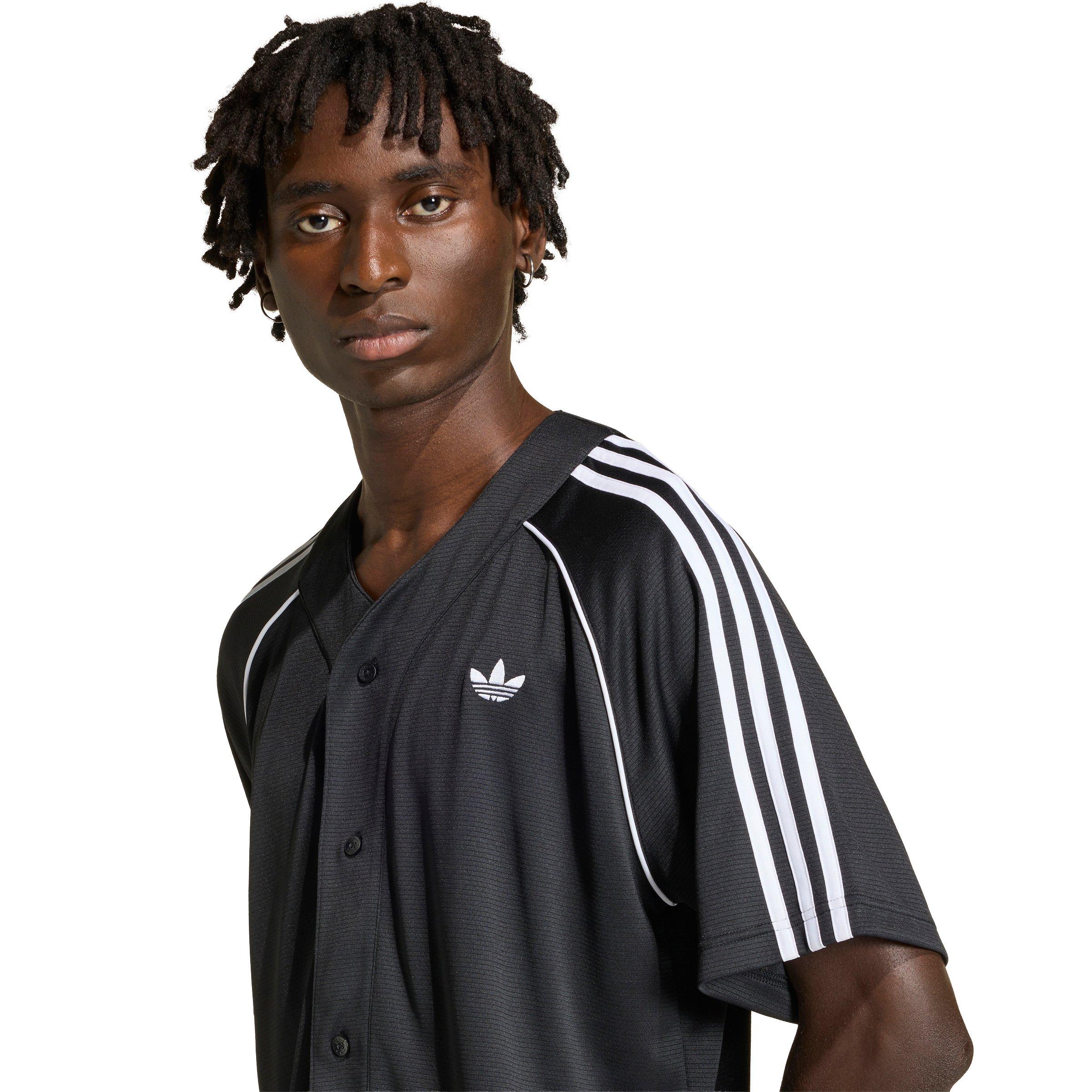 adidas Originals Men's Adicolor Baseball Jersey -Black/White - BLACK/WHITE Thumbnail View 3